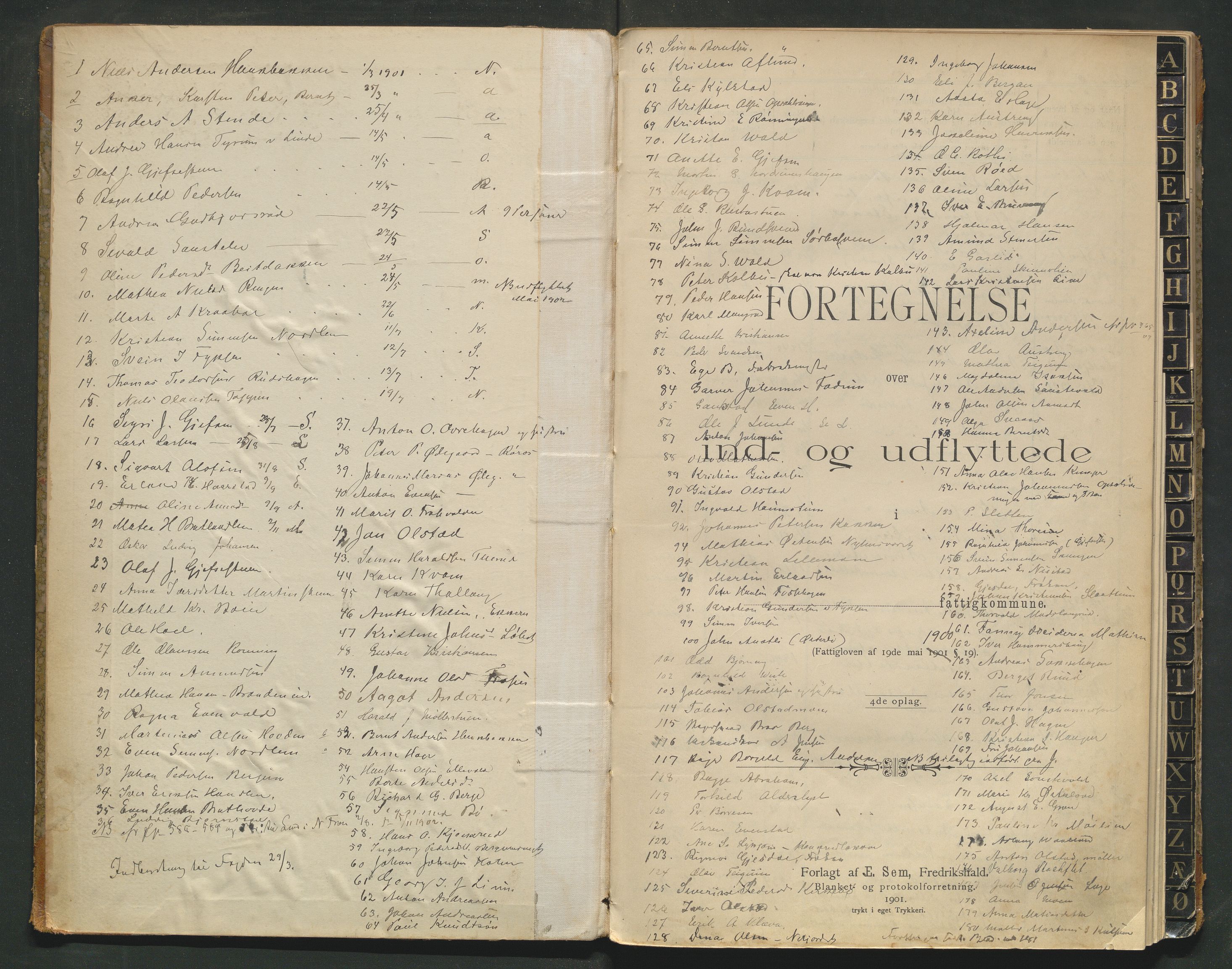 Østre Gausdal lensmannskontor, AV/SAH-PGØ-015/L/La/L0001/0001: Protokoller over inn- og utflyttede / Protokoll over inn- og utflyttede, 1901-1919