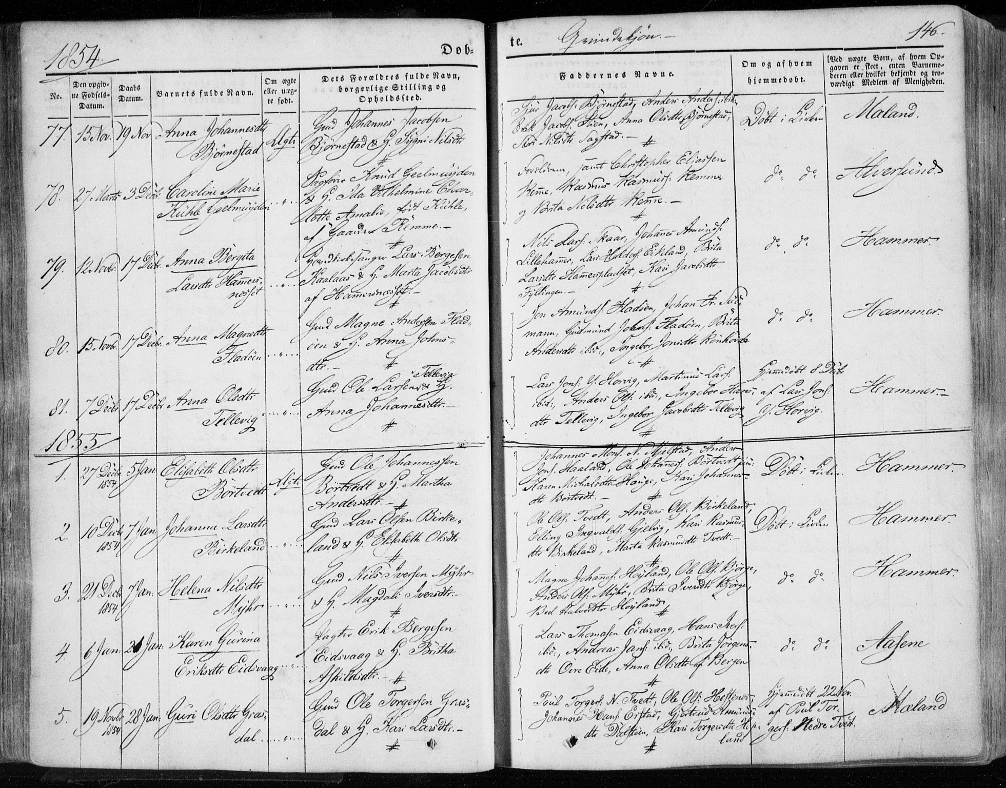 Hamre sokneprestembete, SAB/A-75501/H/Ha/Haa/Haaa/L0013: Parish register (official) no. A 13, 1846-1857, p. 146