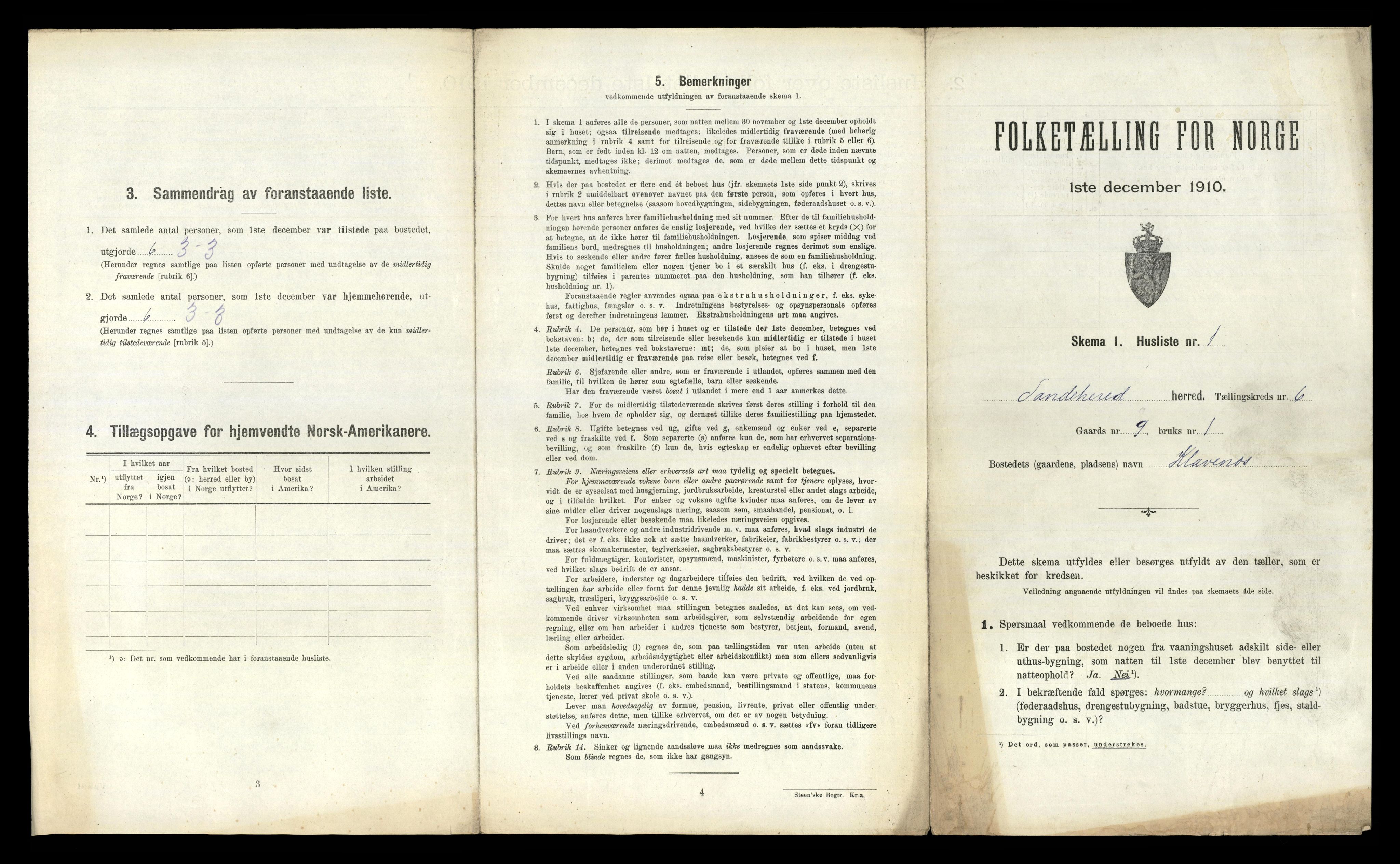 RA, 1910 census for Sandeherred, 1910, p. 1003