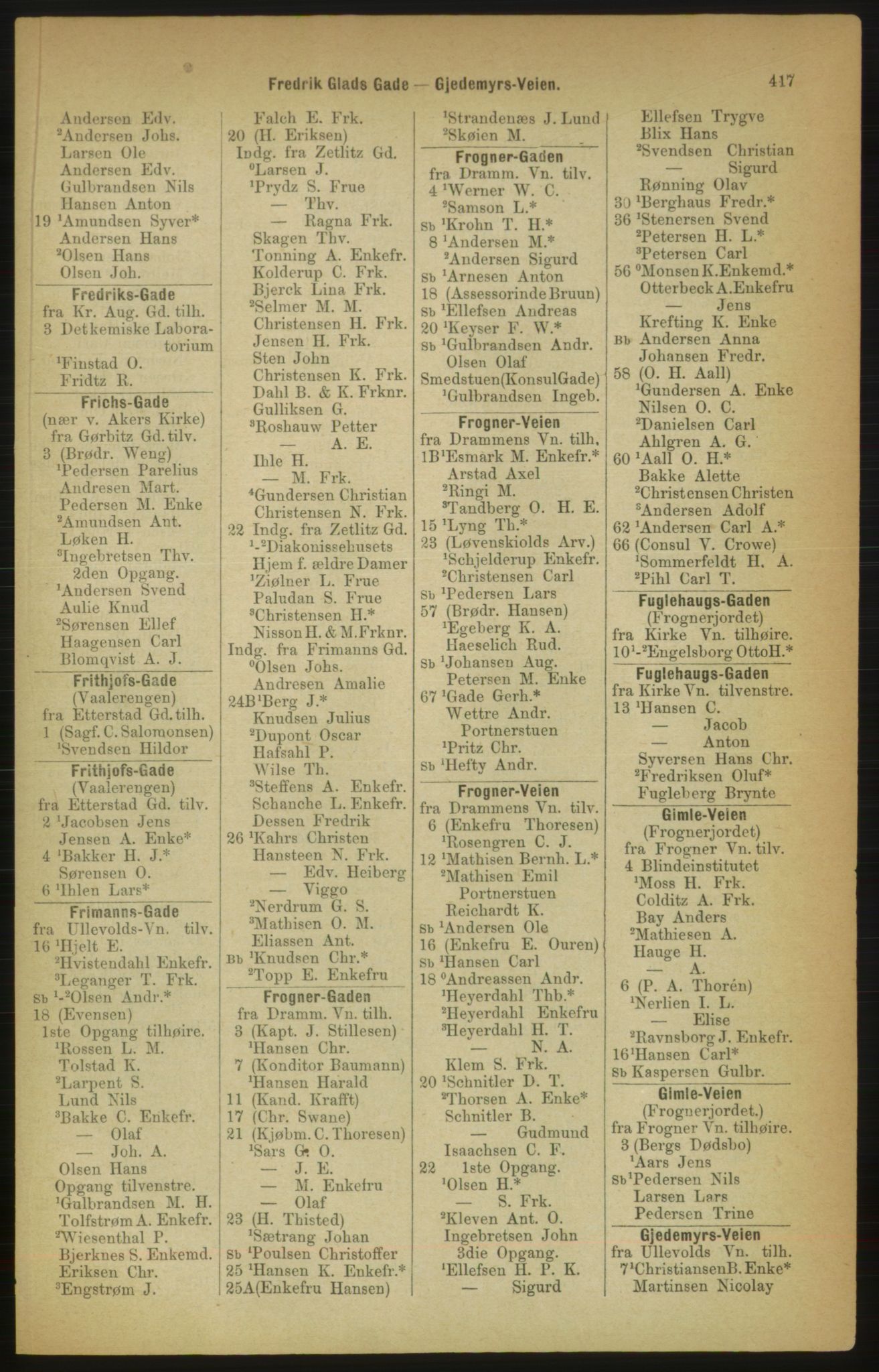 Kristiania/Oslo adressebok, PUBL/-, 1888, p. 417