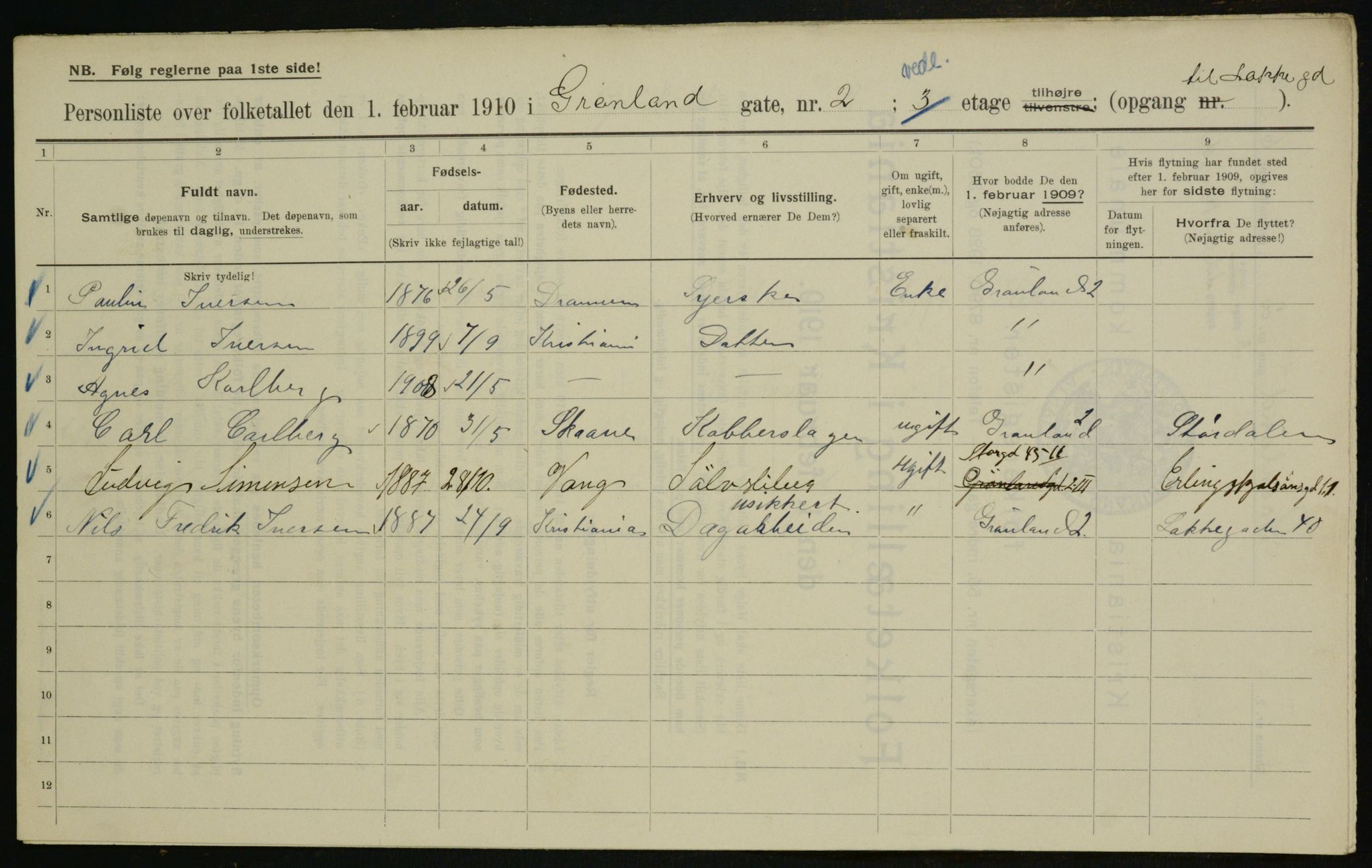 OBA, Municipal Census 1910 for Kristiania, 1910, p. 29867