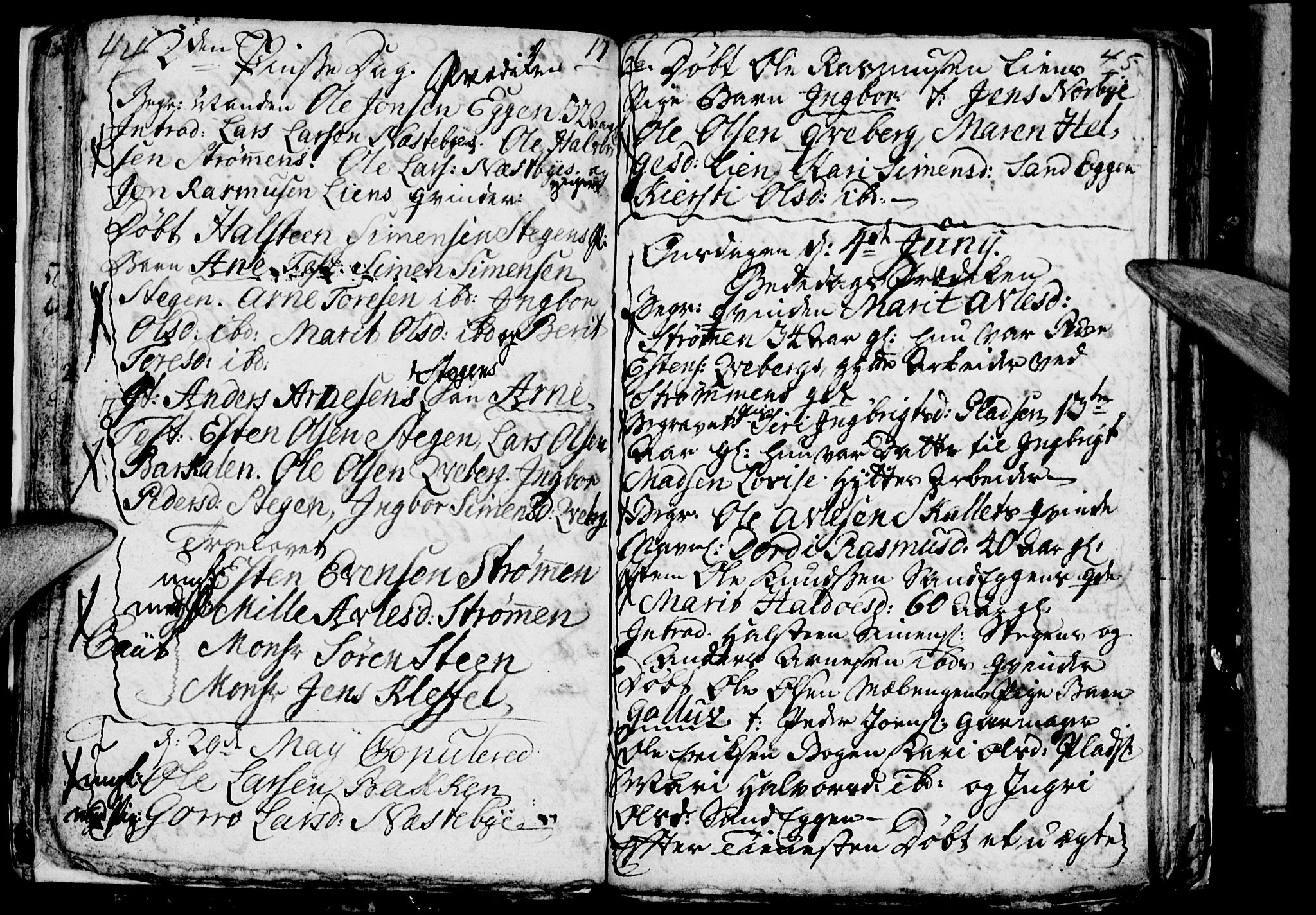 Tynset prestekontor, SAH/PREST-058/H/Ha/Haa/L0007: Parish register (official) no. 7, 1764-1769, p. 44-45