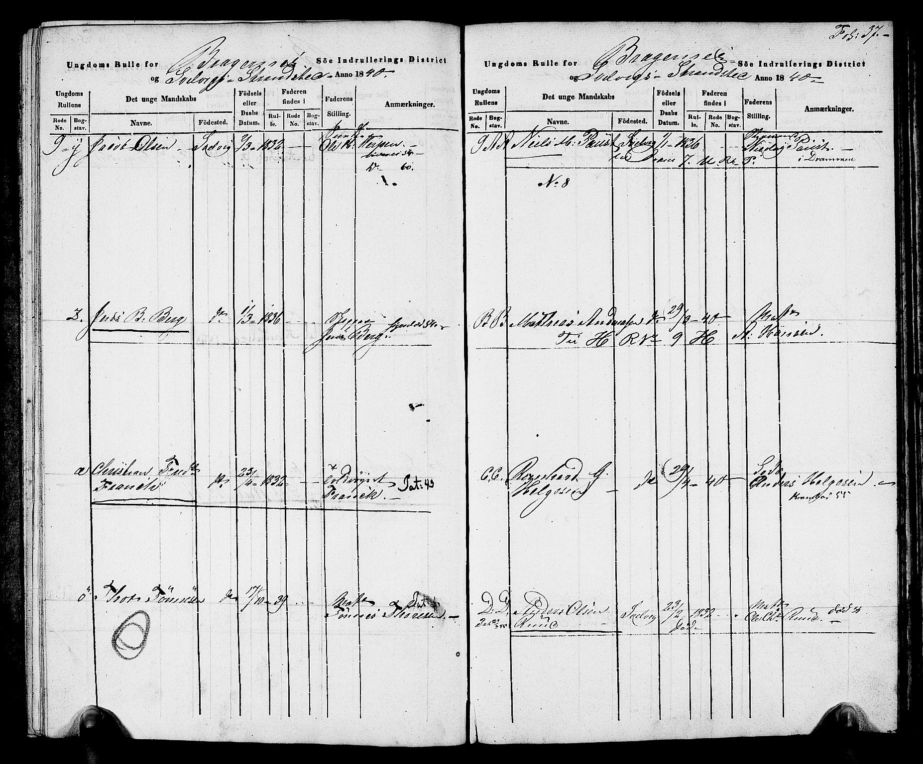 Drammen innrulleringsdistrikt, AV/SAKO-A-781/F/Fa/L0006: Ungdomsrulle for Strømmen, Svelvik, Holmsbu og Filtvet ladesteder, 1840-1841, p. 29