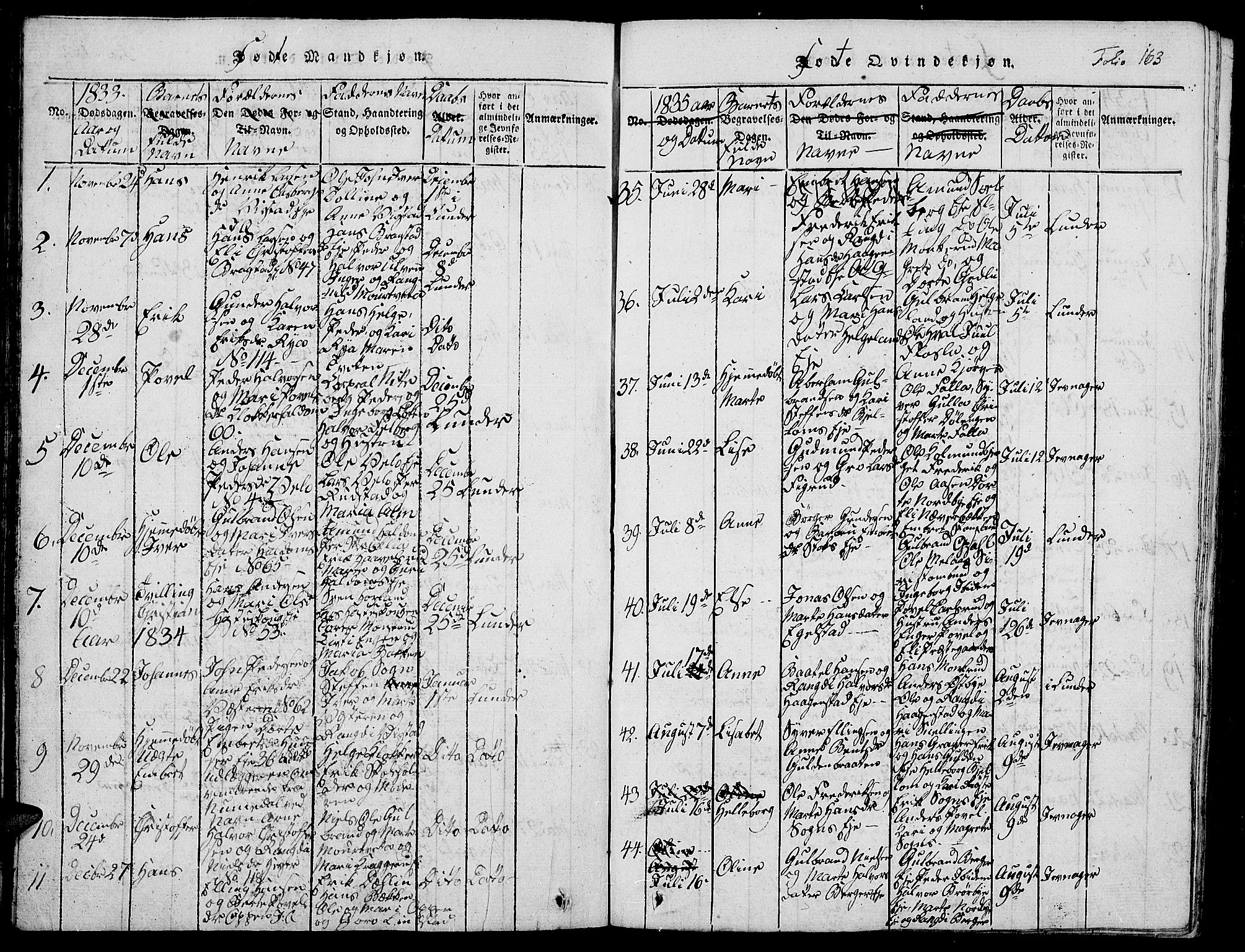 Jevnaker prestekontor, SAH/PREST-116/H/Ha/Hab/L0001: Parish register (copy) no. 1, 1815-1837, p. 163