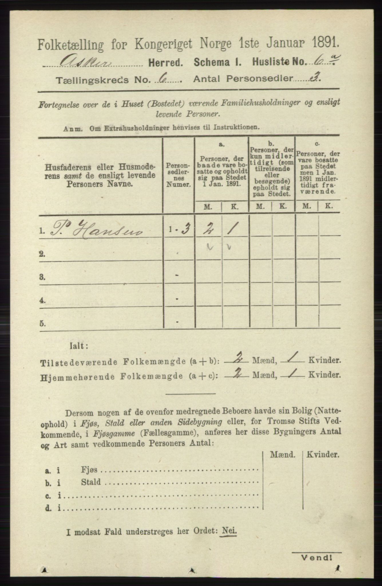 RA, 1891 census for 0220 Asker, 1891, p. 4111