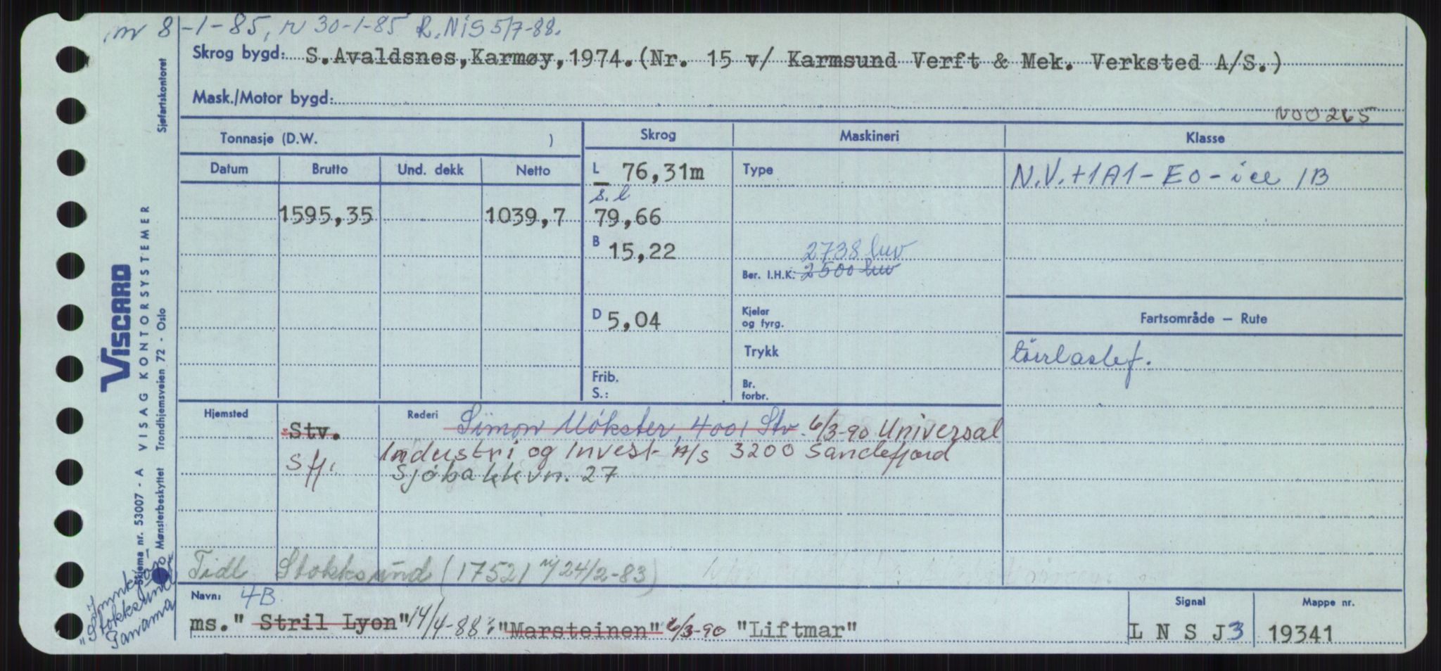 Sjøfartsdirektoratet med forløpere, Skipsmålingen, RA/S-1627/H/Ha/L0003/0002: Fartøy, Hilm-Mar / Fartøy, Kom-Mar, p. 453