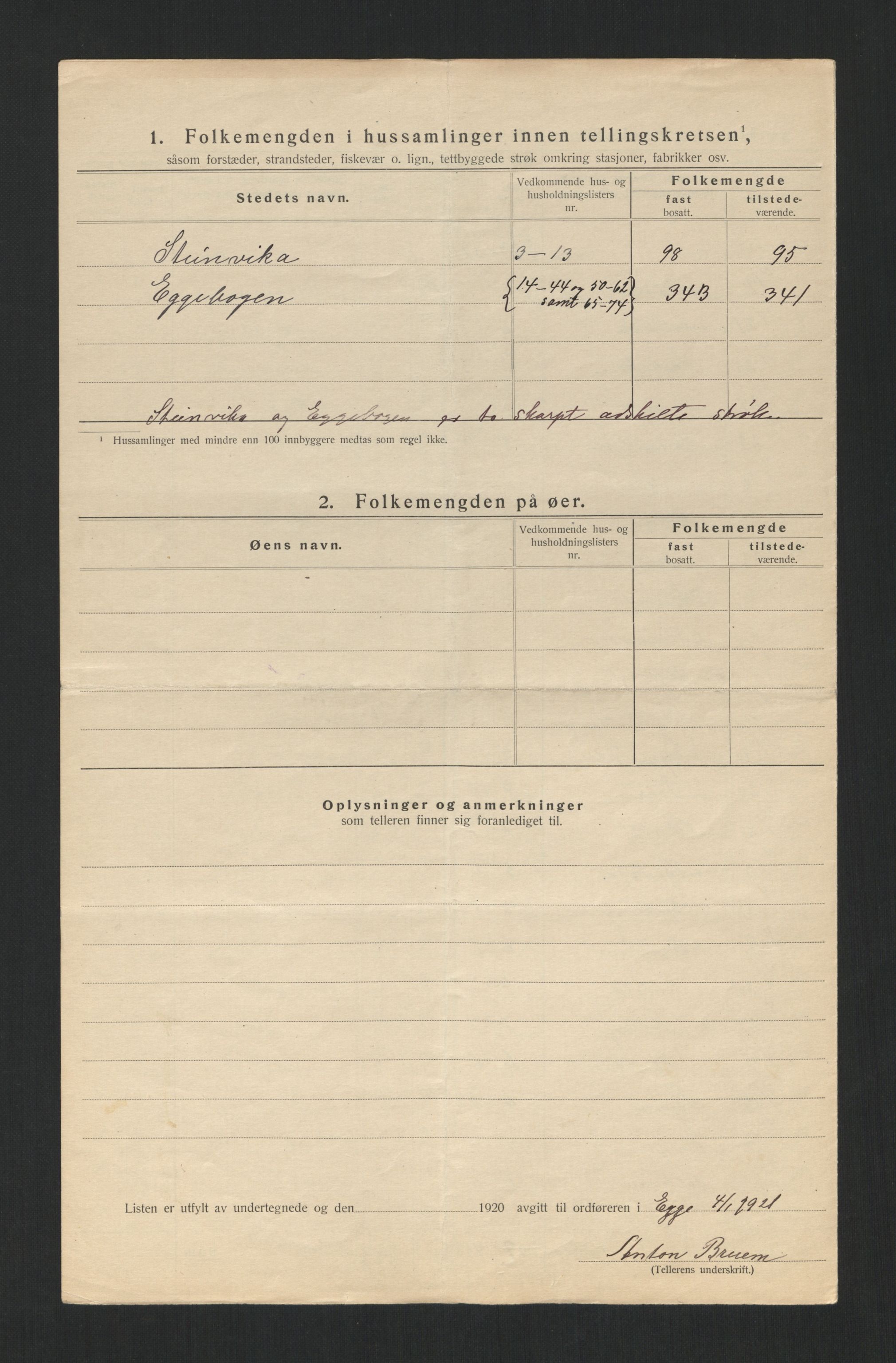 SAT, 1920 census for Egge, 1920, p. 25