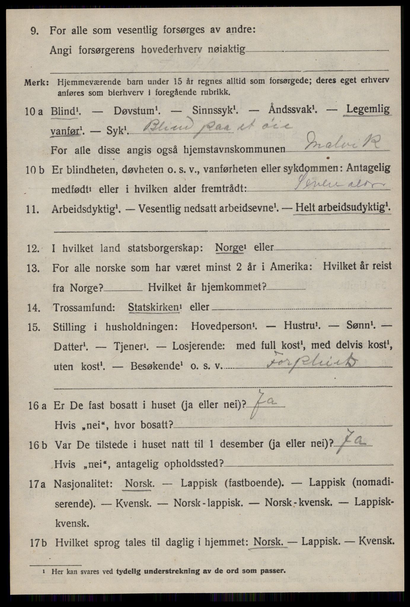 SAT, 1920 census for Malvik, 1920, p. 2629