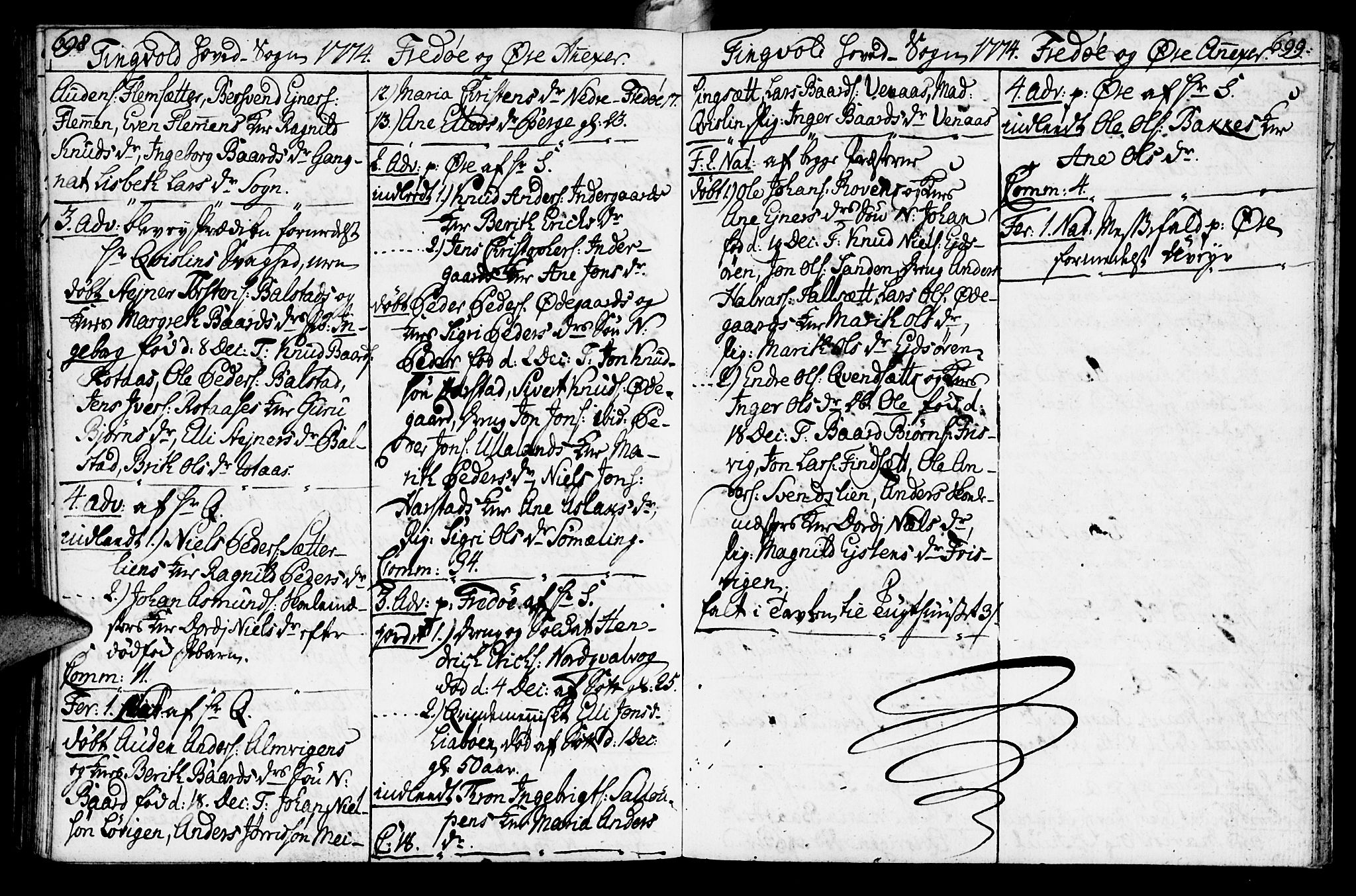 Ministerialprotokoller, klokkerbøker og fødselsregistre - Møre og Romsdal, AV/SAT-A-1454/586/L0979: Parish register (official) no. 586A05, 1751-1776, p. 698-699