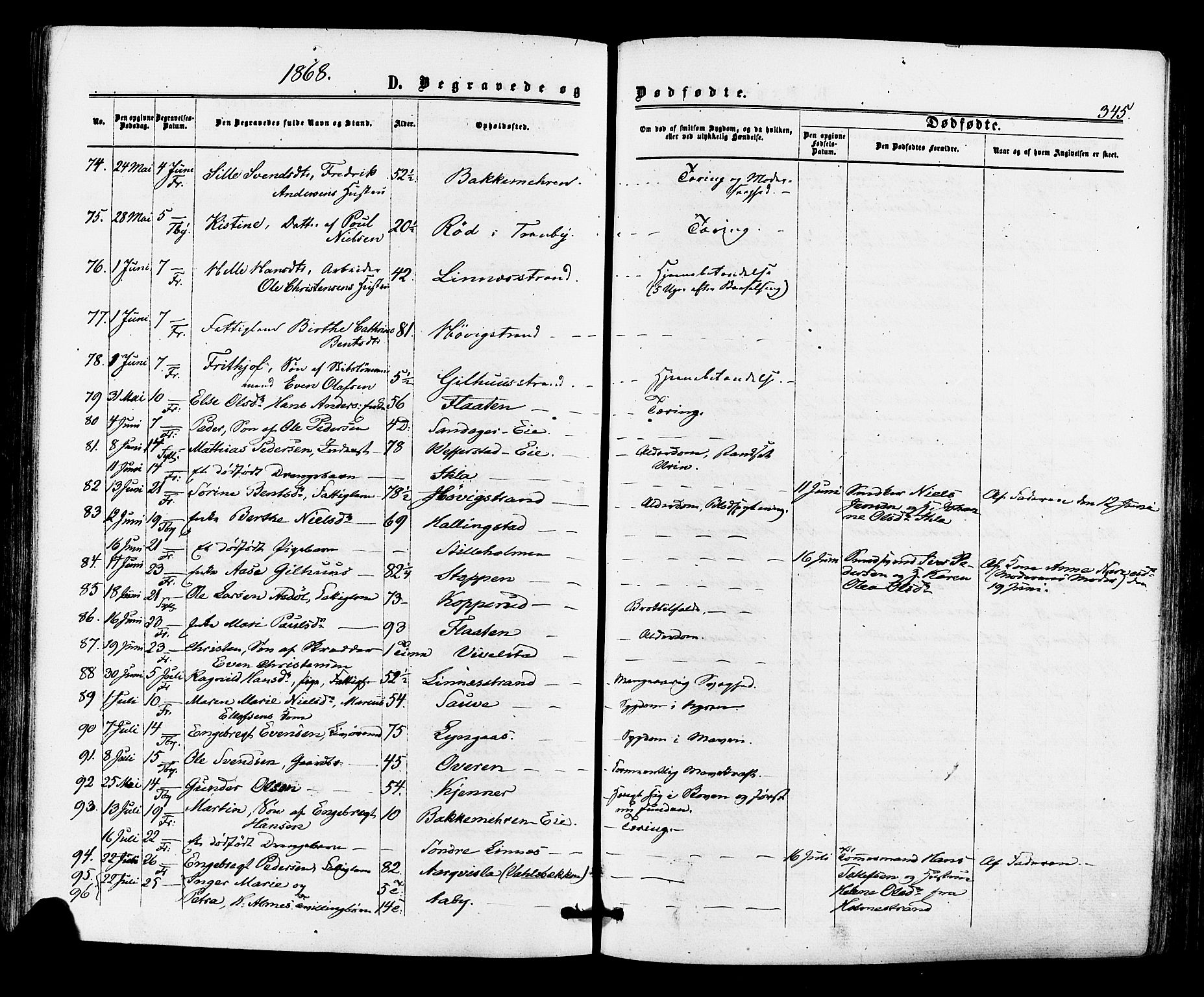 Lier kirkebøker, AV/SAKO-A-230/F/Fa/L0013: Parish register (official) no. I 13, 1865-1874, p. 345