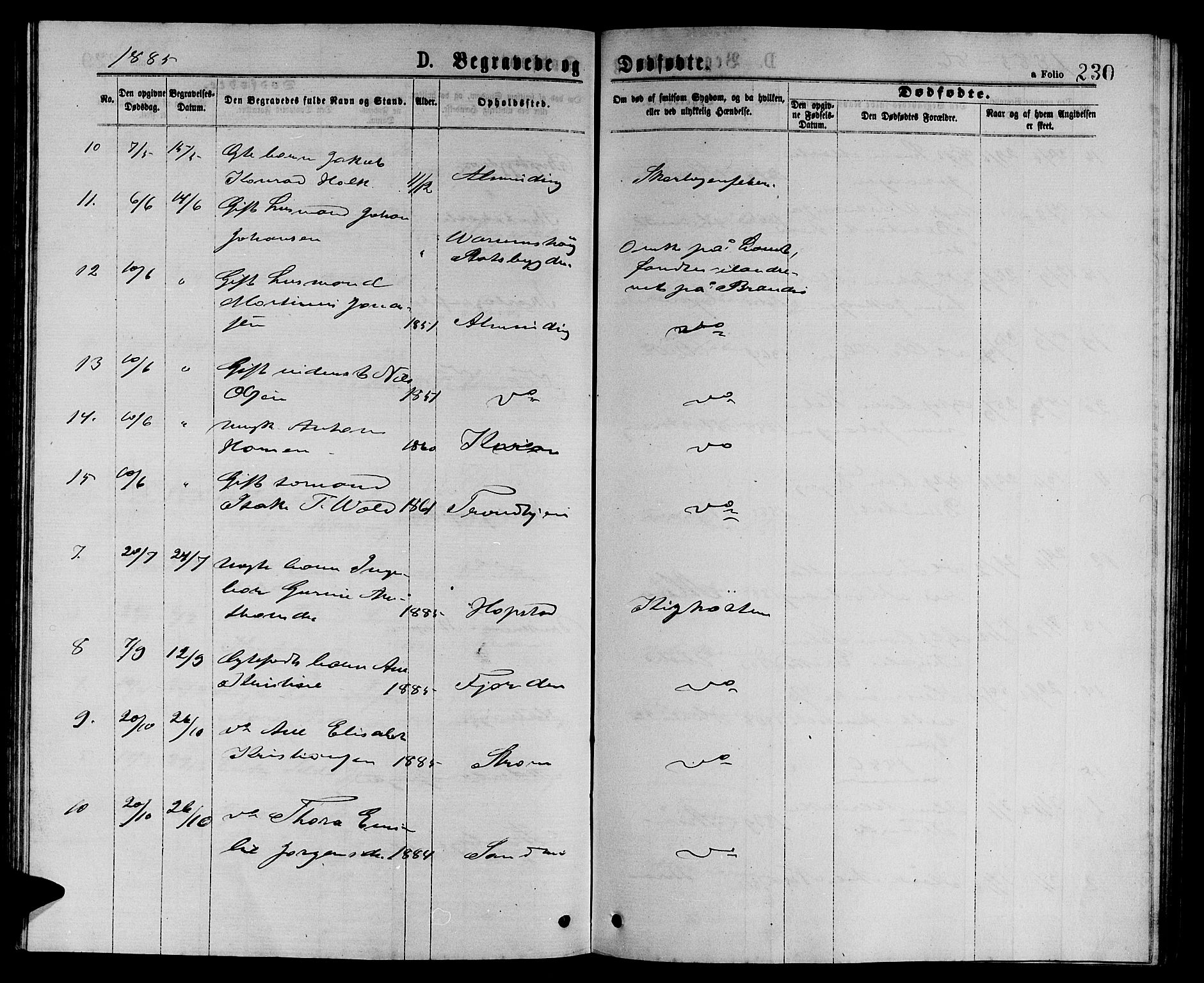 Ministerialprotokoller, klokkerbøker og fødselsregistre - Sør-Trøndelag, SAT/A-1456/657/L0715: Parish register (copy) no. 657C02, 1873-1888, p. 230