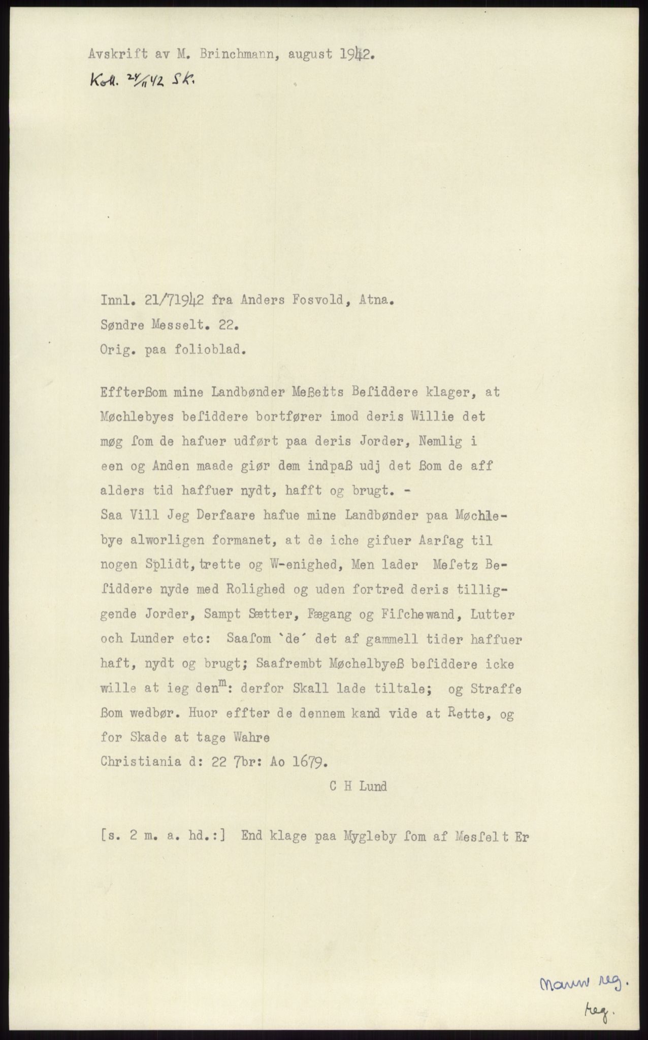 Samlinger til kildeutgivelse, Diplomavskriftsamlingen, RA/EA-4053/H/Ha, p. 1700