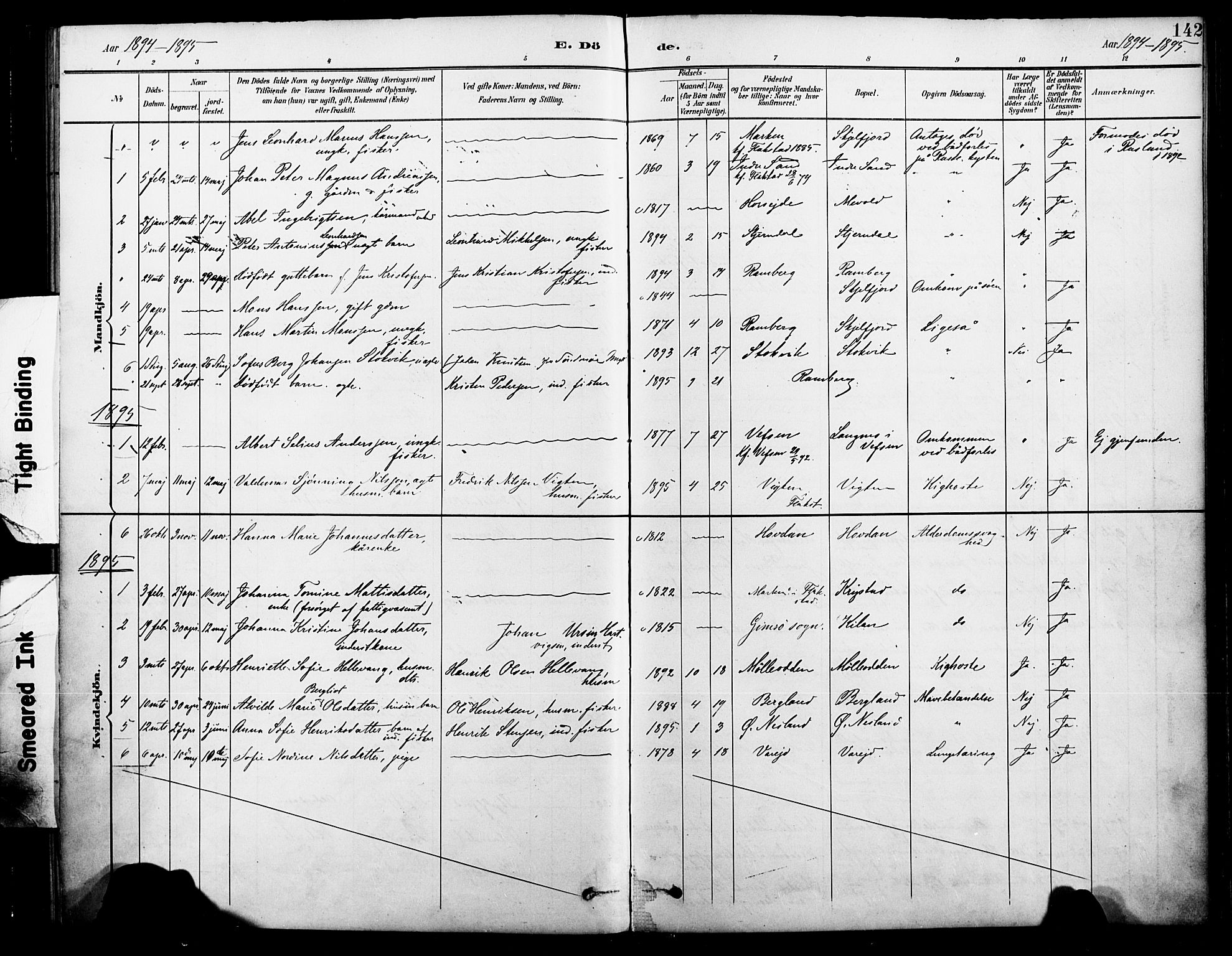 Ministerialprotokoller, klokkerbøker og fødselsregistre - Nordland, AV/SAT-A-1459/885/L1205: Parish register (official) no. 885A06, 1892-1905, p. 142