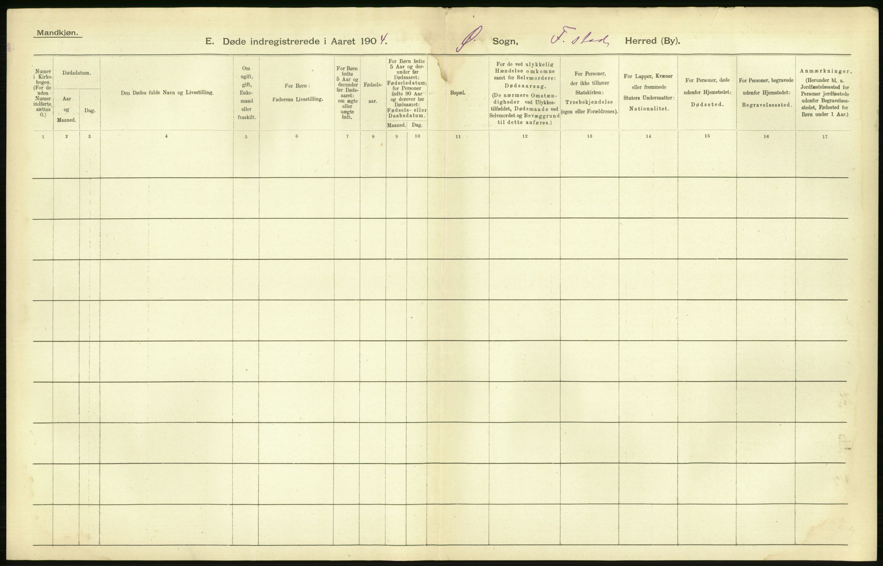 Statistisk sentralbyrå, Sosiodemografiske emner, Befolkning, AV/RA-S-2228/D/Df/Dfa/Dfab/L0001: Smålenenes amt: Fødte, gifte, døde, 1904, p. 737