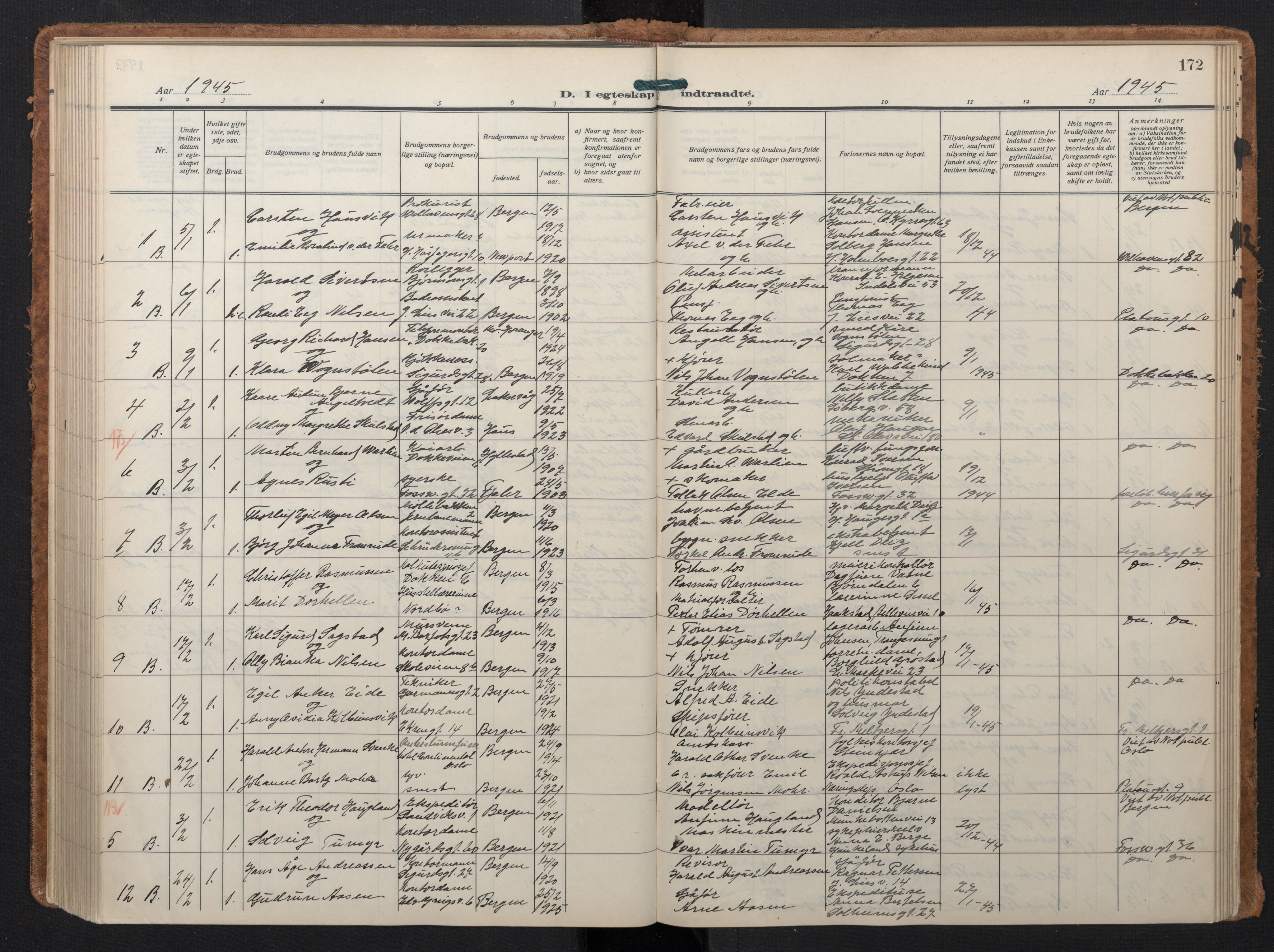 Johanneskirken sokneprestembete, SAB/A-76001/H/Hab: Parish register (copy) no. C 3, 1929-1949, p. 171b-172a