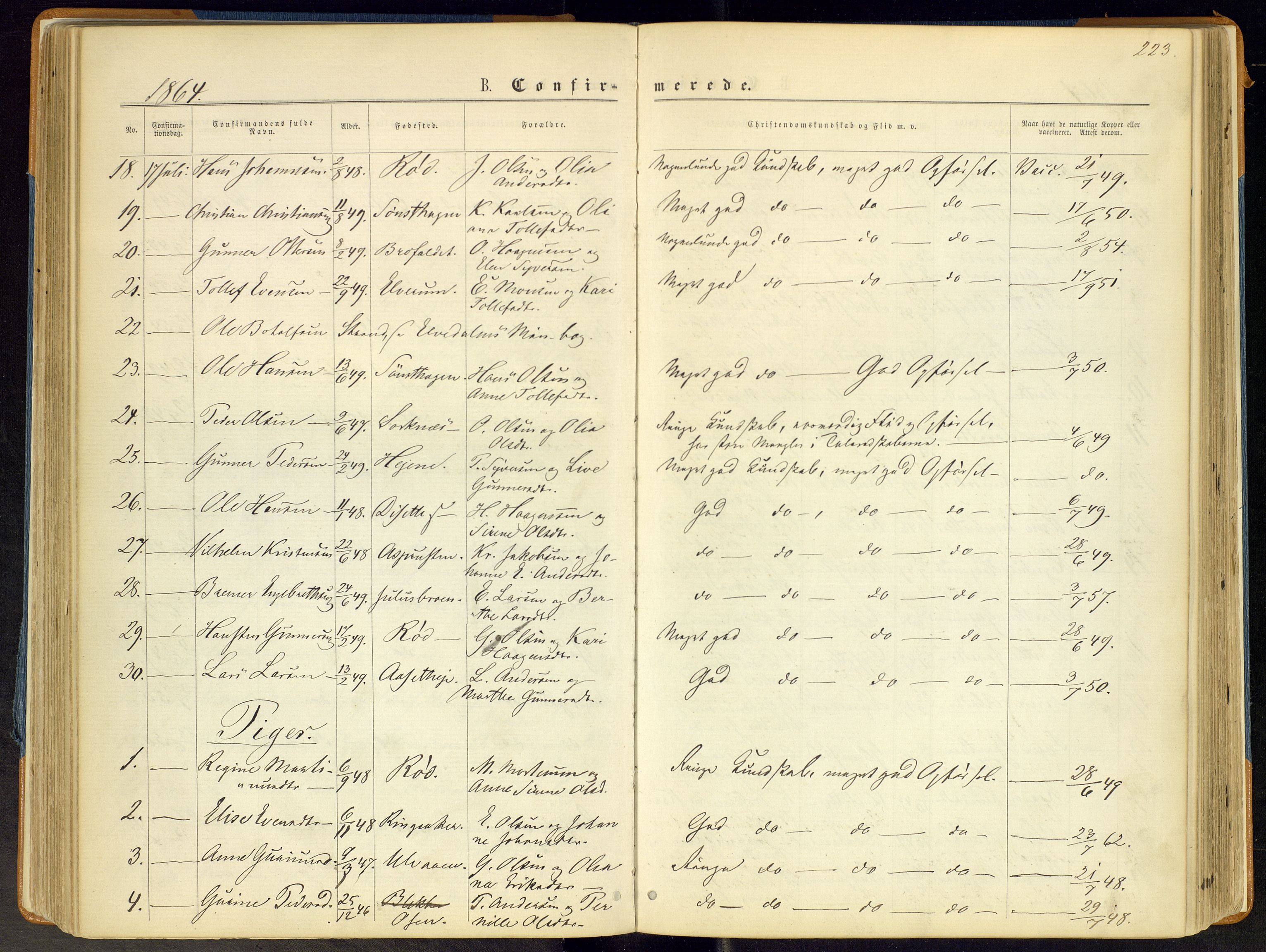 Åmot prestekontor, Hedmark, SAH/PREST-056/H/Ha/Haa/L0008: Parish register (official) no. 8, 1862-1875, p. 223