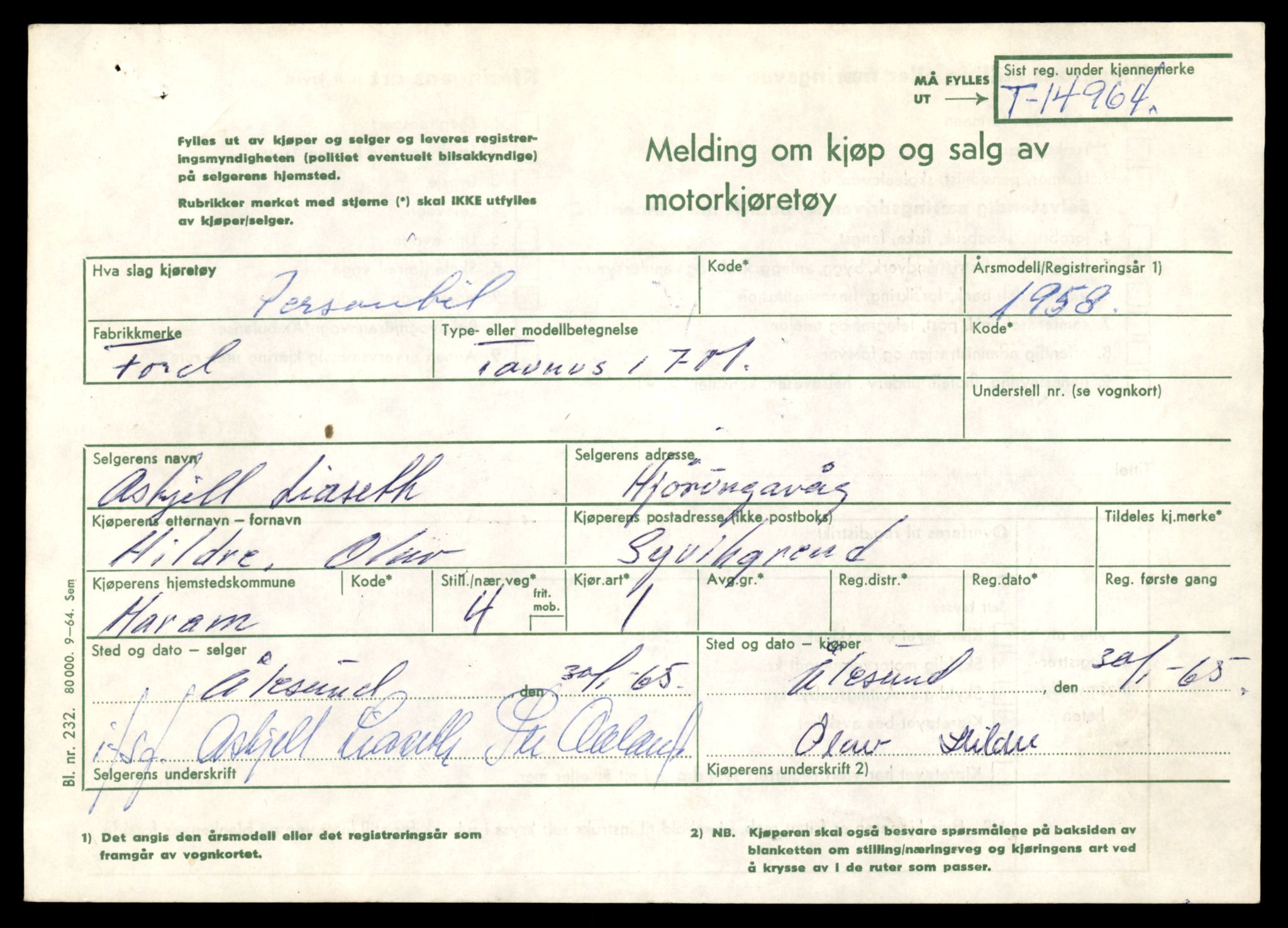 Møre og Romsdal vegkontor - Ålesund trafikkstasjon, AV/SAT-A-4099/F/Fe/L0049: Registreringskort for kjøretøy T 14864 - T 18613, 1927-1998, p. 2349