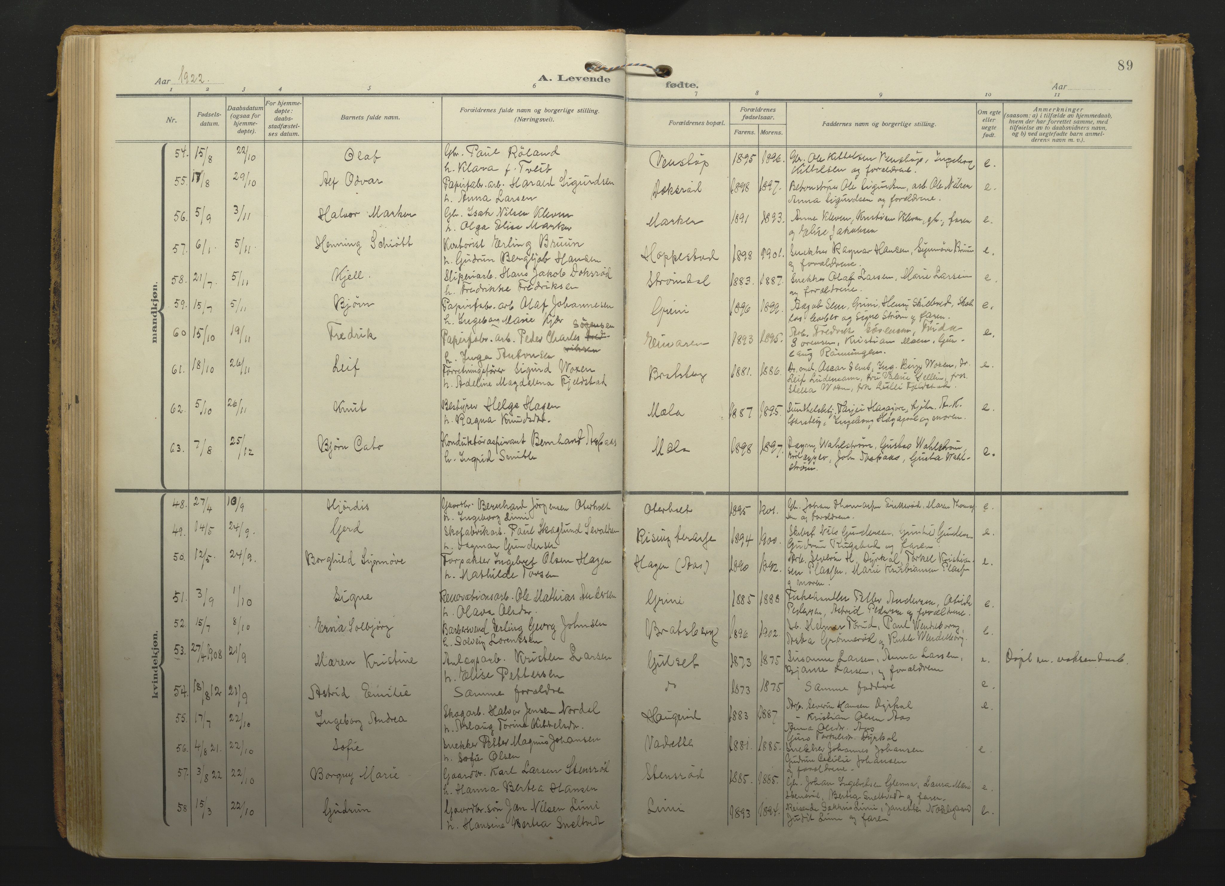 Gjerpen kirkebøker, SAKO/A-265/F/Fa/L0013: Parish register (official) no. I 13, 1914-1924, p. 89