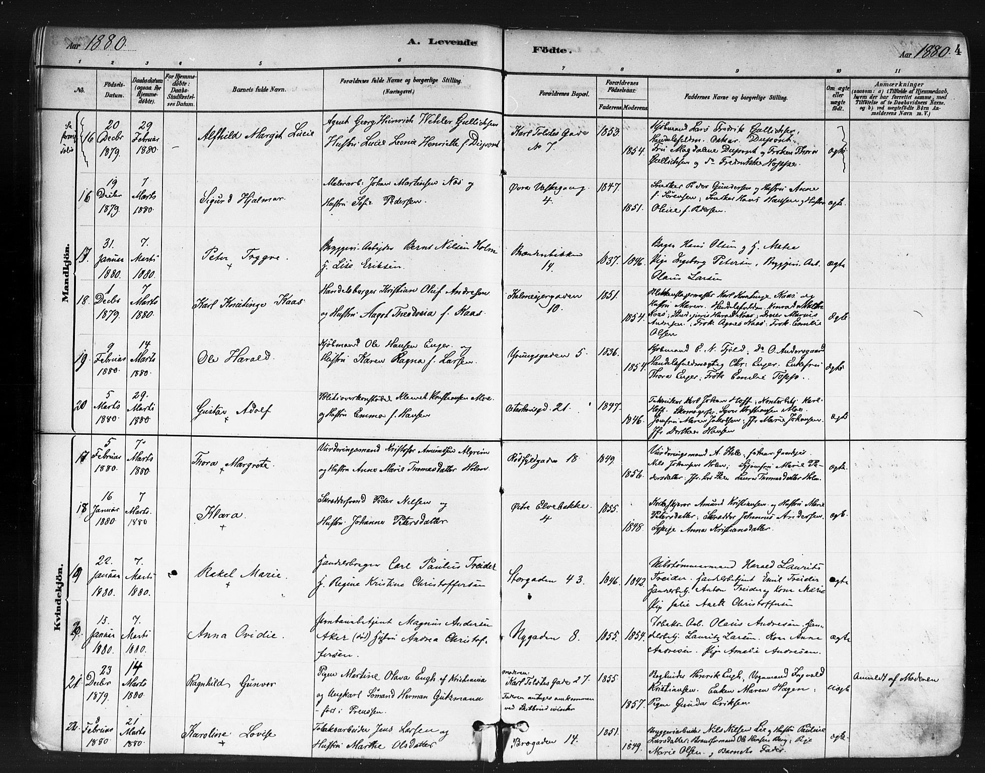 Jakob prestekontor Kirkebøker, SAO/A-10850/F/Fa/L0003: Parish register (official) no. 3, 1880-1895, p. 4