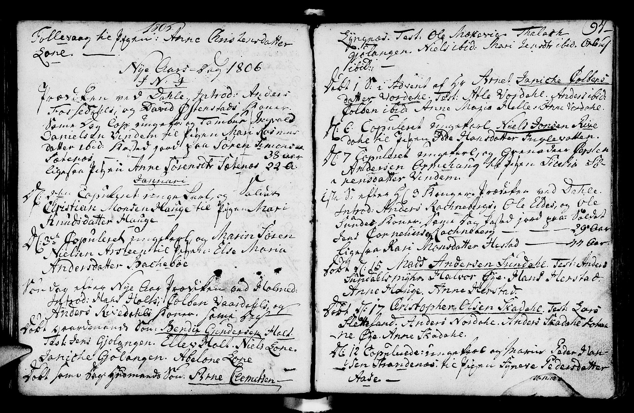 Fjaler sokneprestembete, AV/SAB-A-79801/H/Haa/Haaa/L0003: Parish register (official) no. A 3, 1799-1814, p. 94