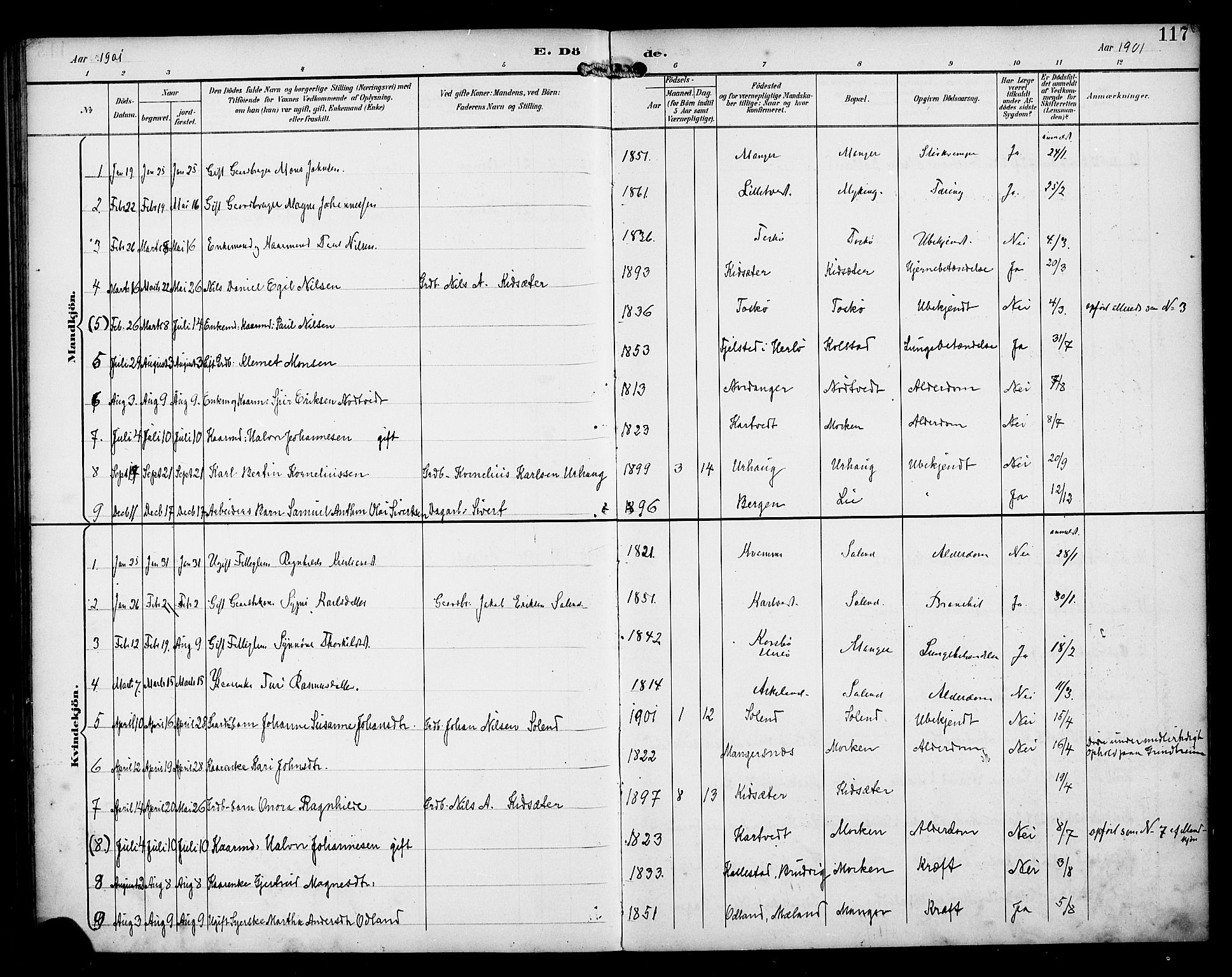 Manger sokneprestembete, SAB/A-76801/H/Haa: Parish register (official) no. B 2, 1893-1906, p. 117