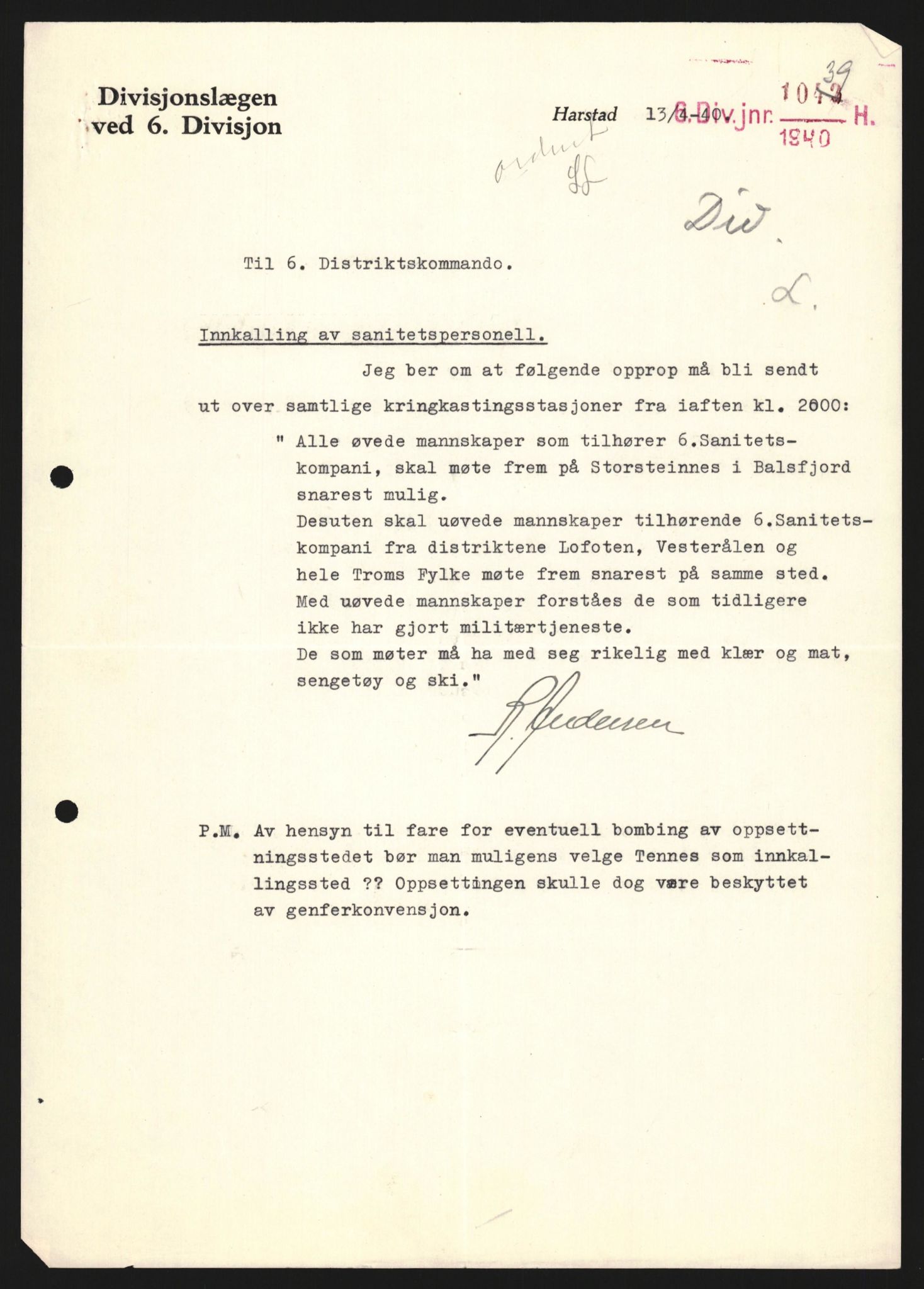 Forsvaret, Forsvarets krigshistoriske avdeling, AV/RA-RAFA-2017/Y/Yb/L0122: II-C-11-600  -  6. Divisjon med avdelinger, 1940, p. 47