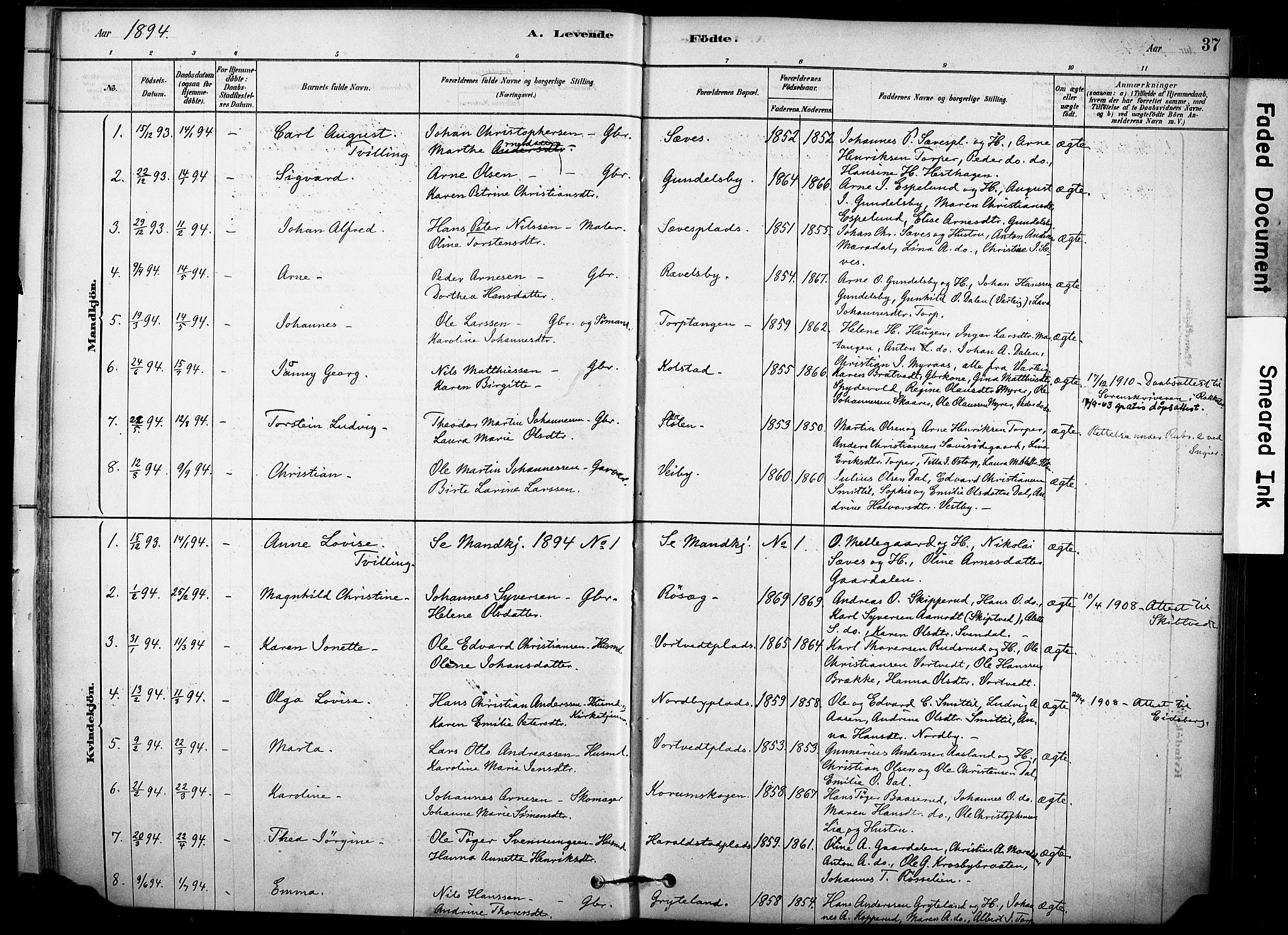 Rakkestad prestekontor Kirkebøker, AV/SAO-A-2008/F/Fc/L0001: Parish register (official) no. III 1, 1878-1905, p. 37