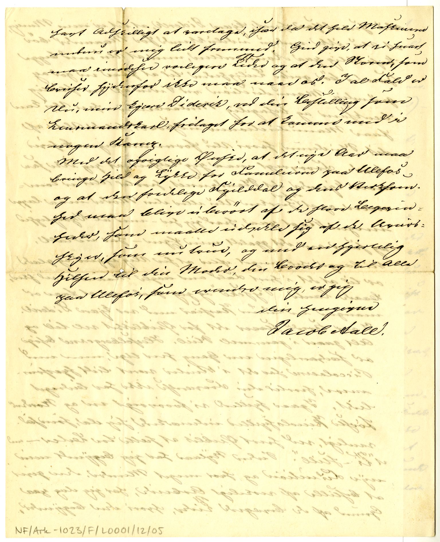Diderik Maria Aalls brevsamling, NF/Ark-1023/F/L0001: D.M. Aalls brevsamling. A - B, 1738-1889, p. 87