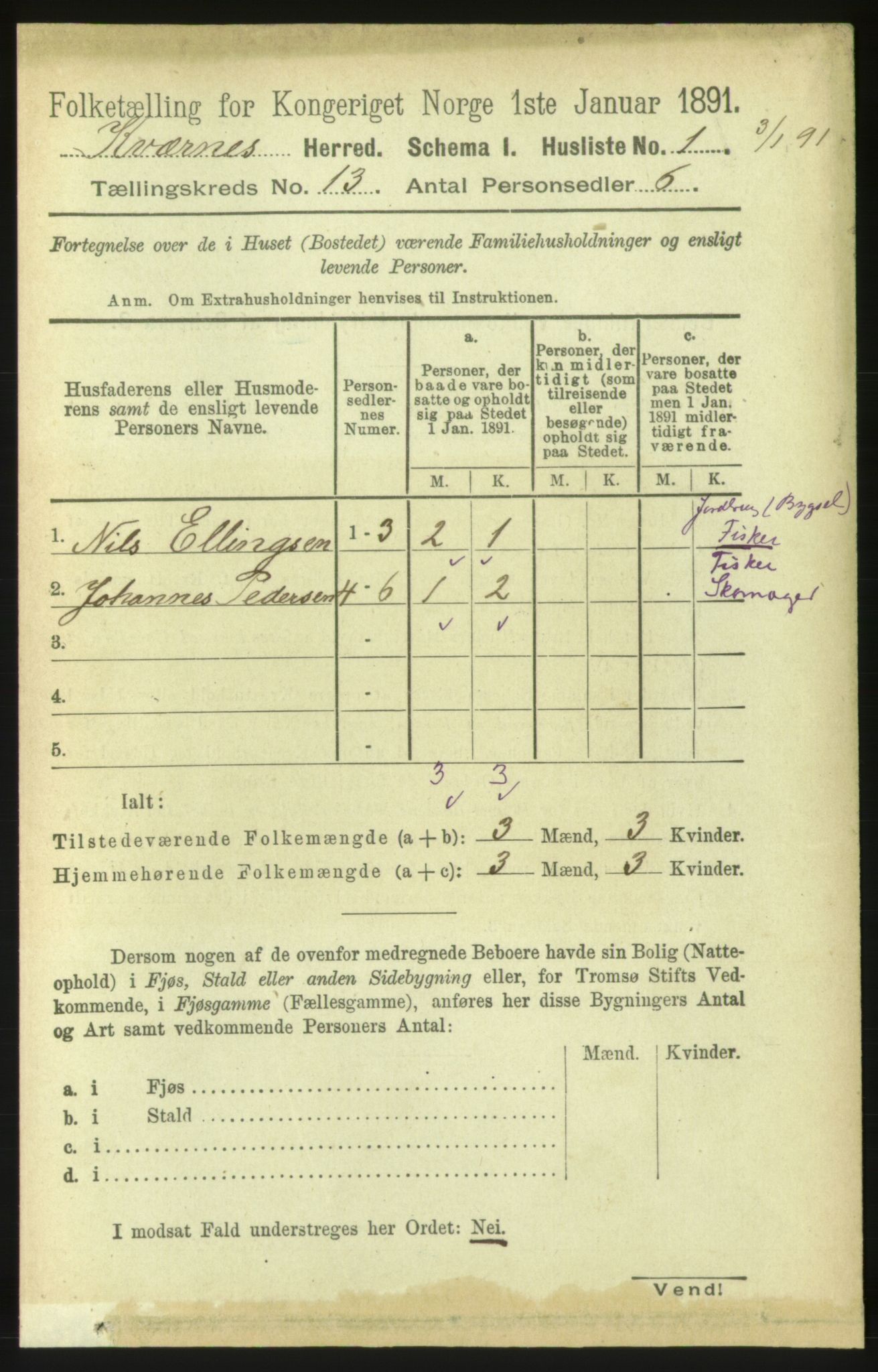 RA, 1891 census for 1553 Kvernes, 1891, p. 5385