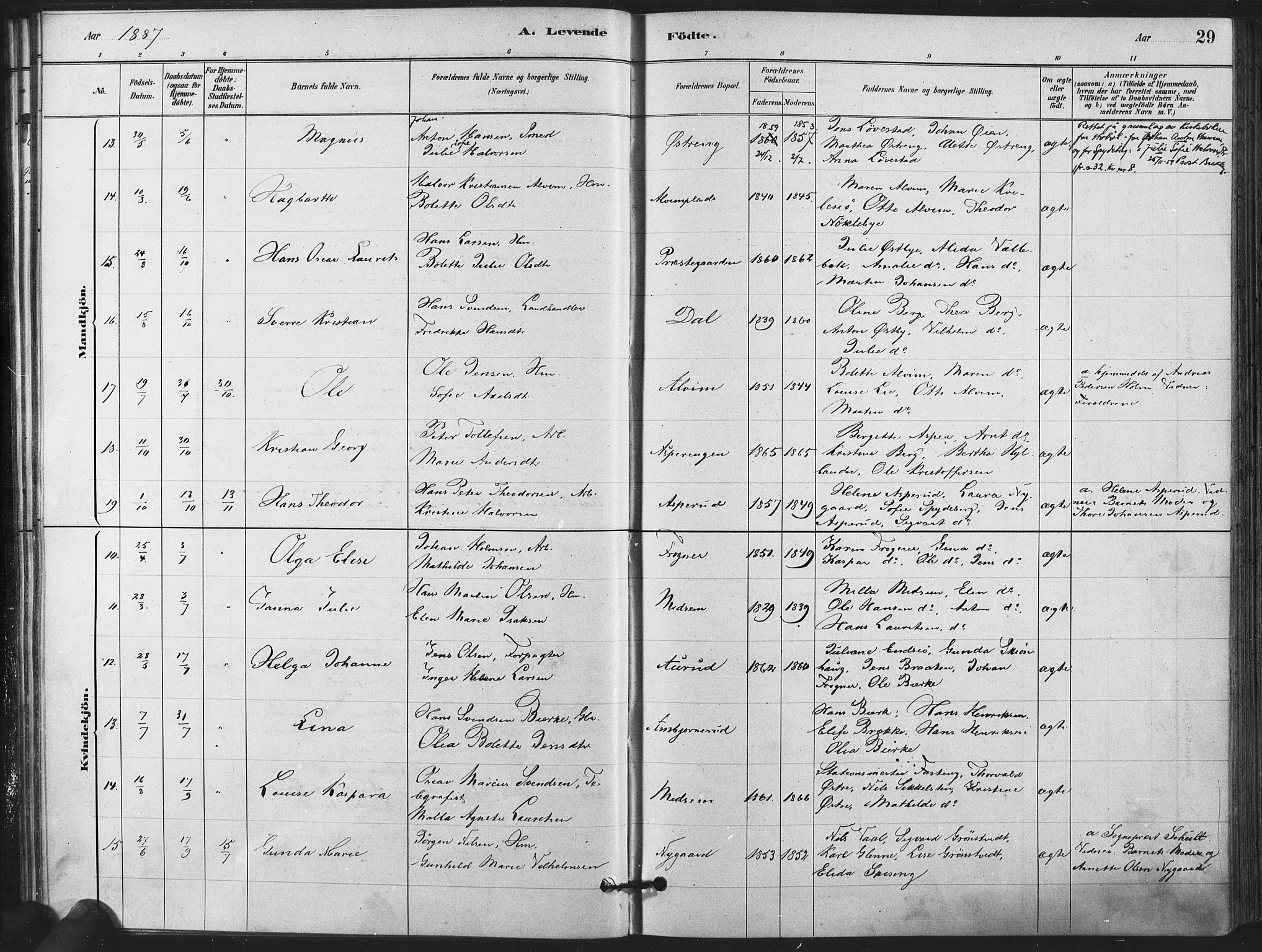 Kråkstad prestekontor Kirkebøker, AV/SAO-A-10125a/F/Fa/L0009: Parish register (official) no. I 9, 1880-1892, p. 29