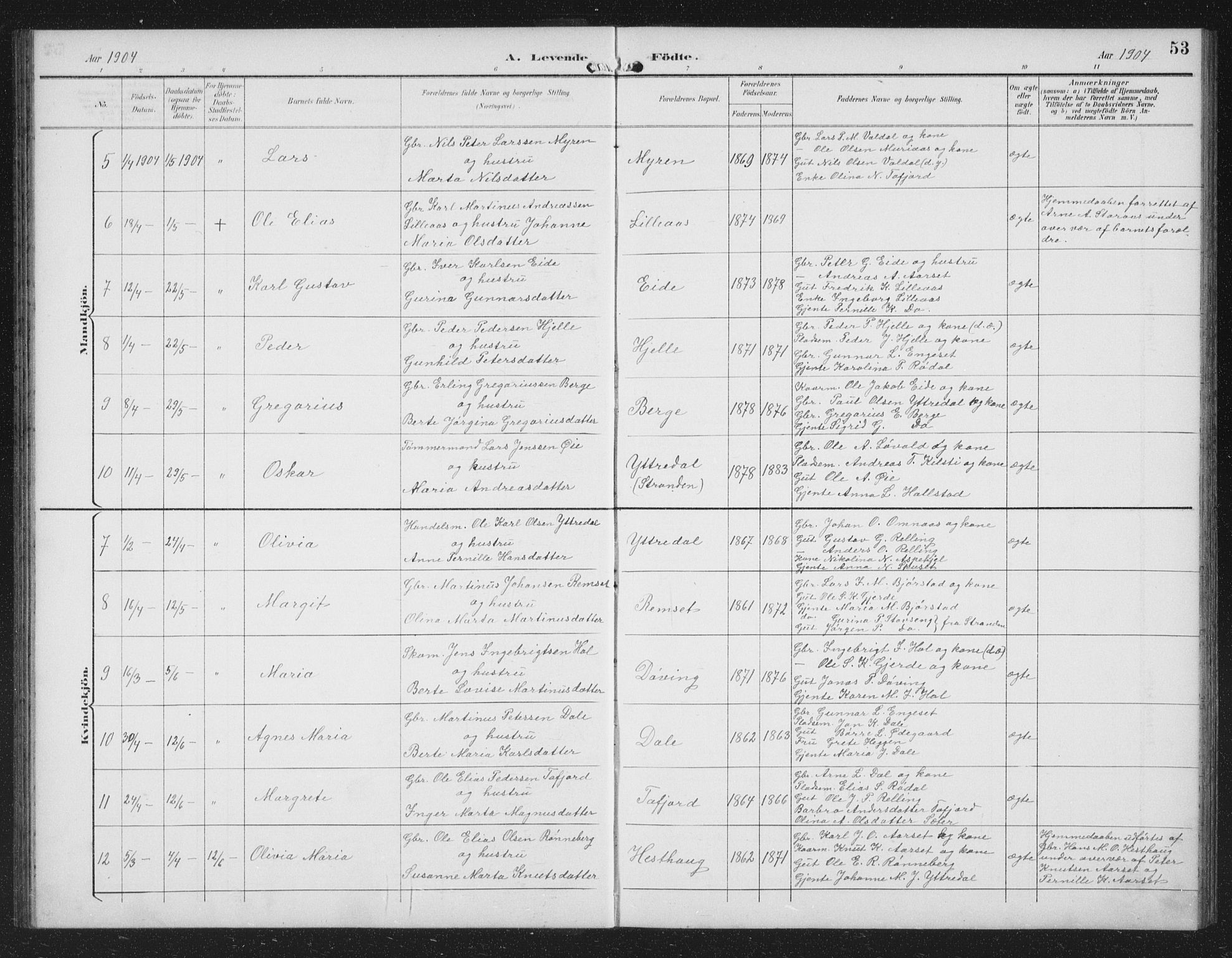 Ministerialprotokoller, klokkerbøker og fødselsregistre - Møre og Romsdal, AV/SAT-A-1454/519/L0264: Parish register (copy) no. 519C05, 1892-1910, p. 53