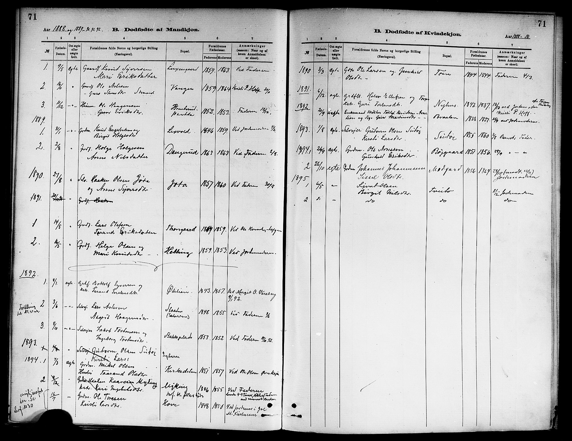 Ål kirkebøker, SAKO/A-249/F/Fa/L0008: Parish register (official) no. I 8, 1882-1896, p. 71