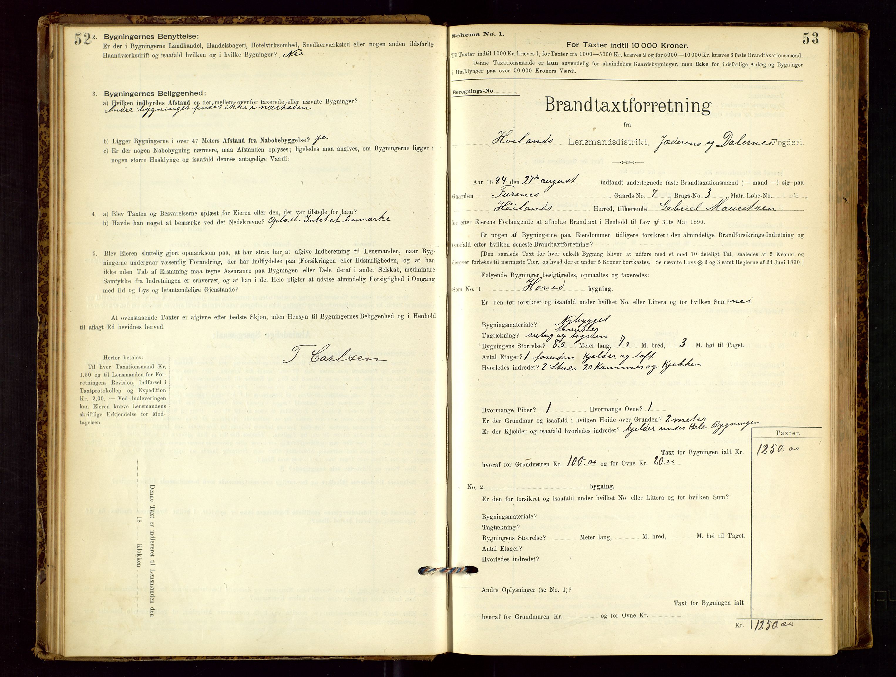 Høyland/Sandnes lensmannskontor, SAST/A-100166/Gob/L0001: "Brandtaxtprotokol", 1890-1913, p. 52-53