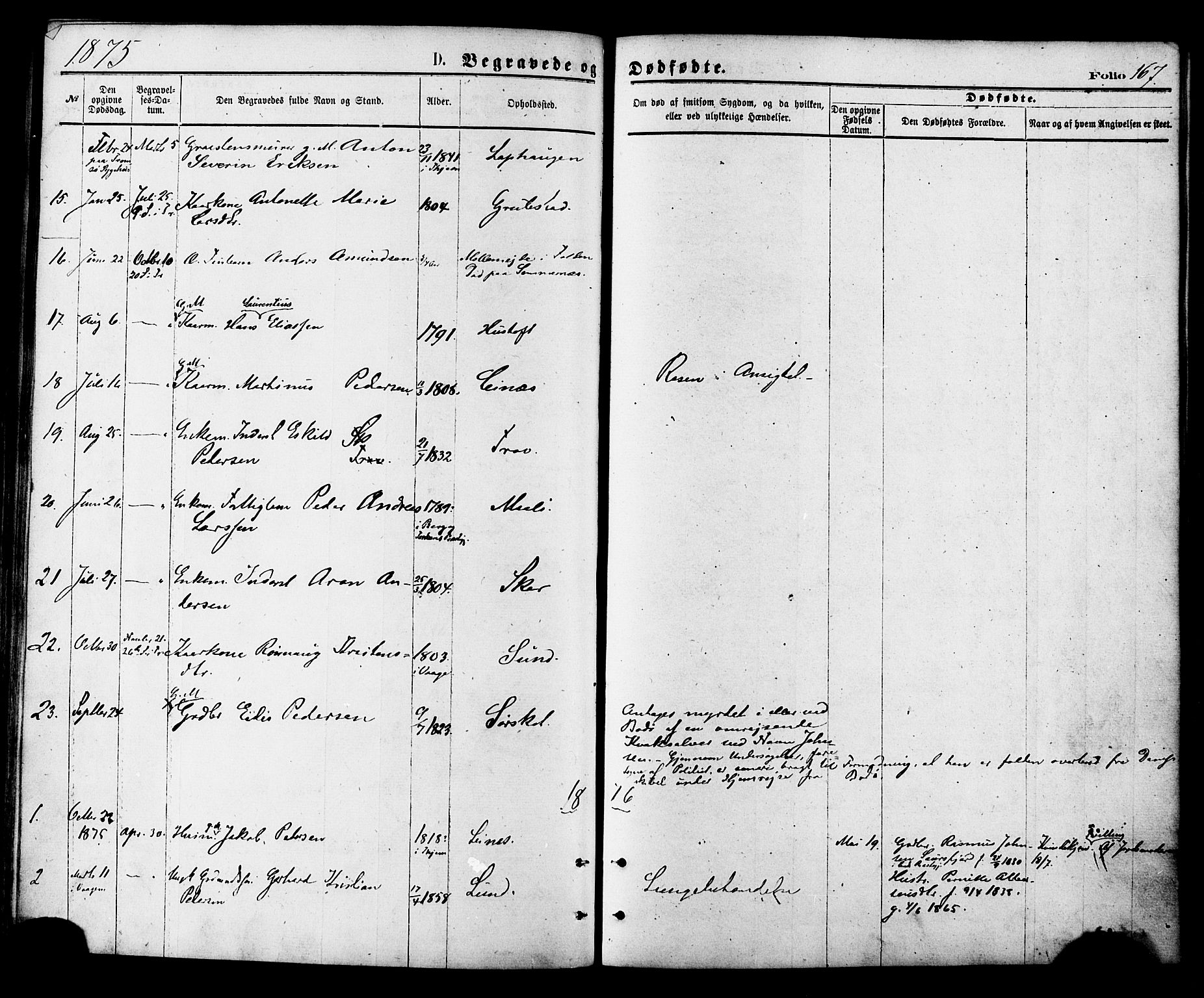 Ministerialprotokoller, klokkerbøker og fødselsregistre - Nordland, AV/SAT-A-1459/857/L0821: Parish register (official) no. 857A01, 1875-1889, p. 167