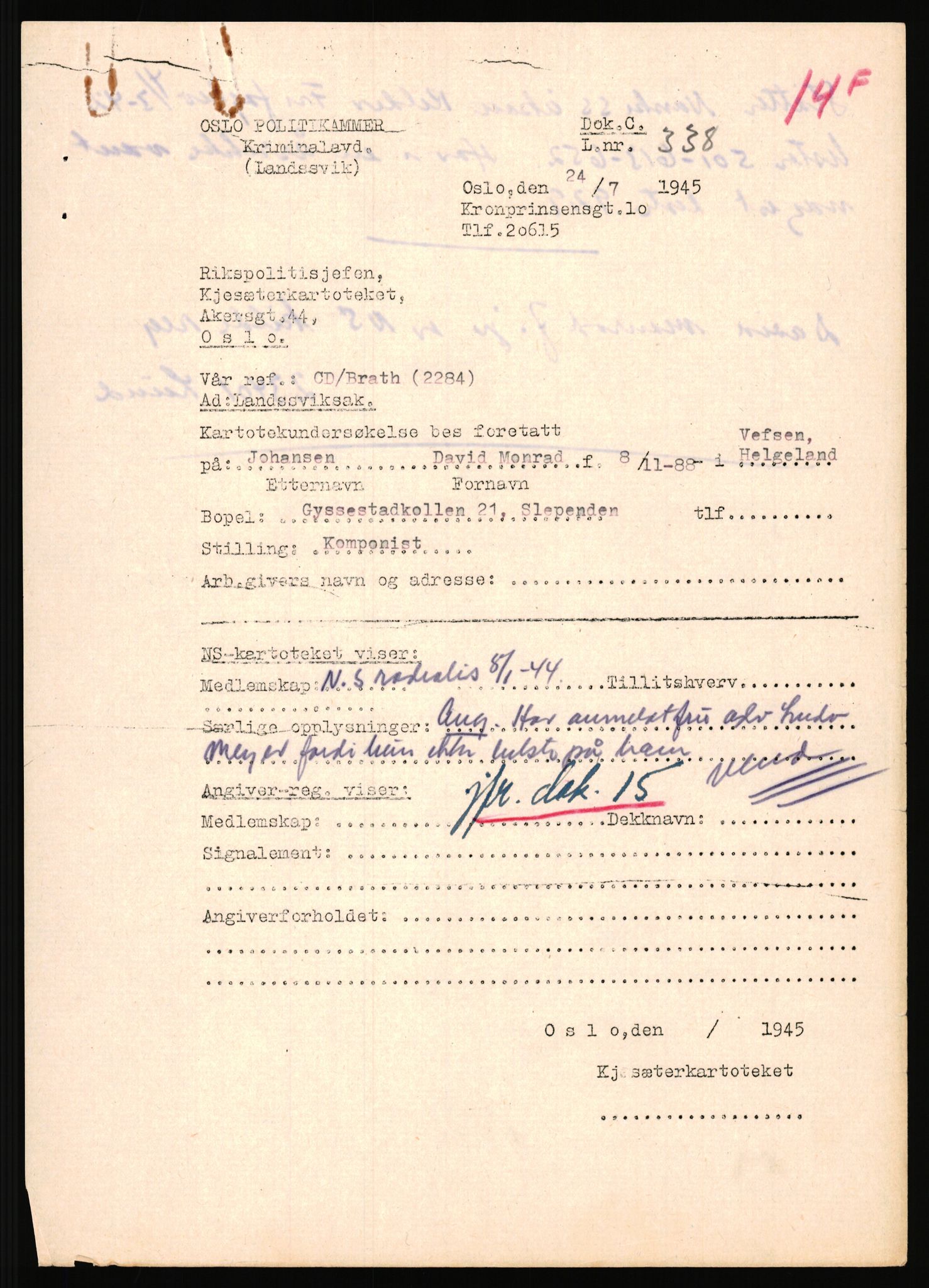 Landssvikarkivet, Oslo politikammer, RA/S-3138-01/D/Da/L0178/0008: Dommer, dnr. 1225 - 1232 / Dnr. 1232, 1945-1948, p. 33