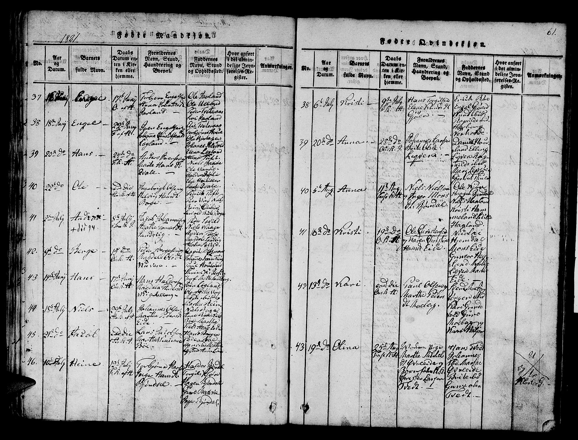 Os sokneprestembete, SAB/A-99929: Parish register (official) no. A 12, 1816-1825, p. 61