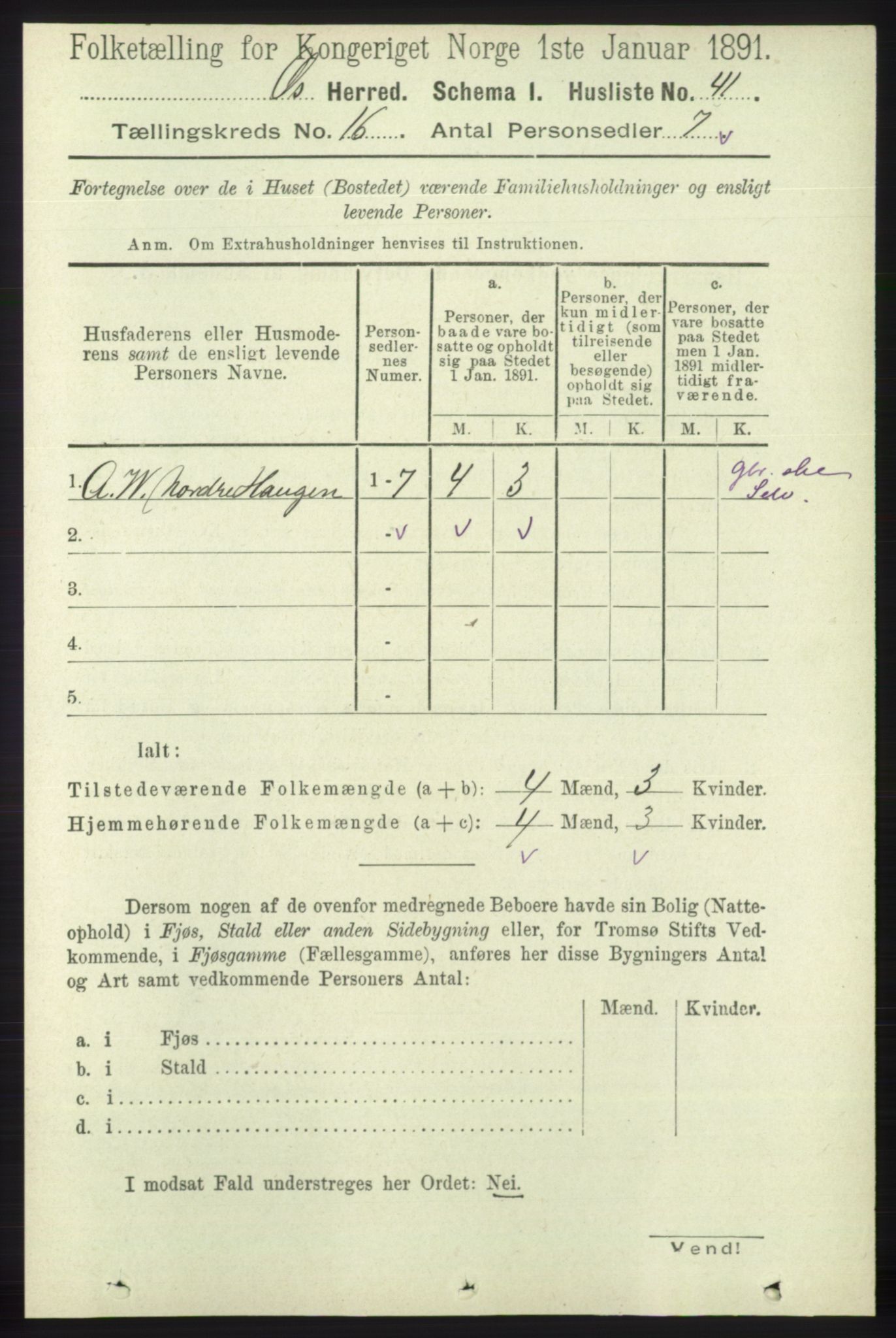 RA, 1891 census for 1243 Os, 1891, p. 3508