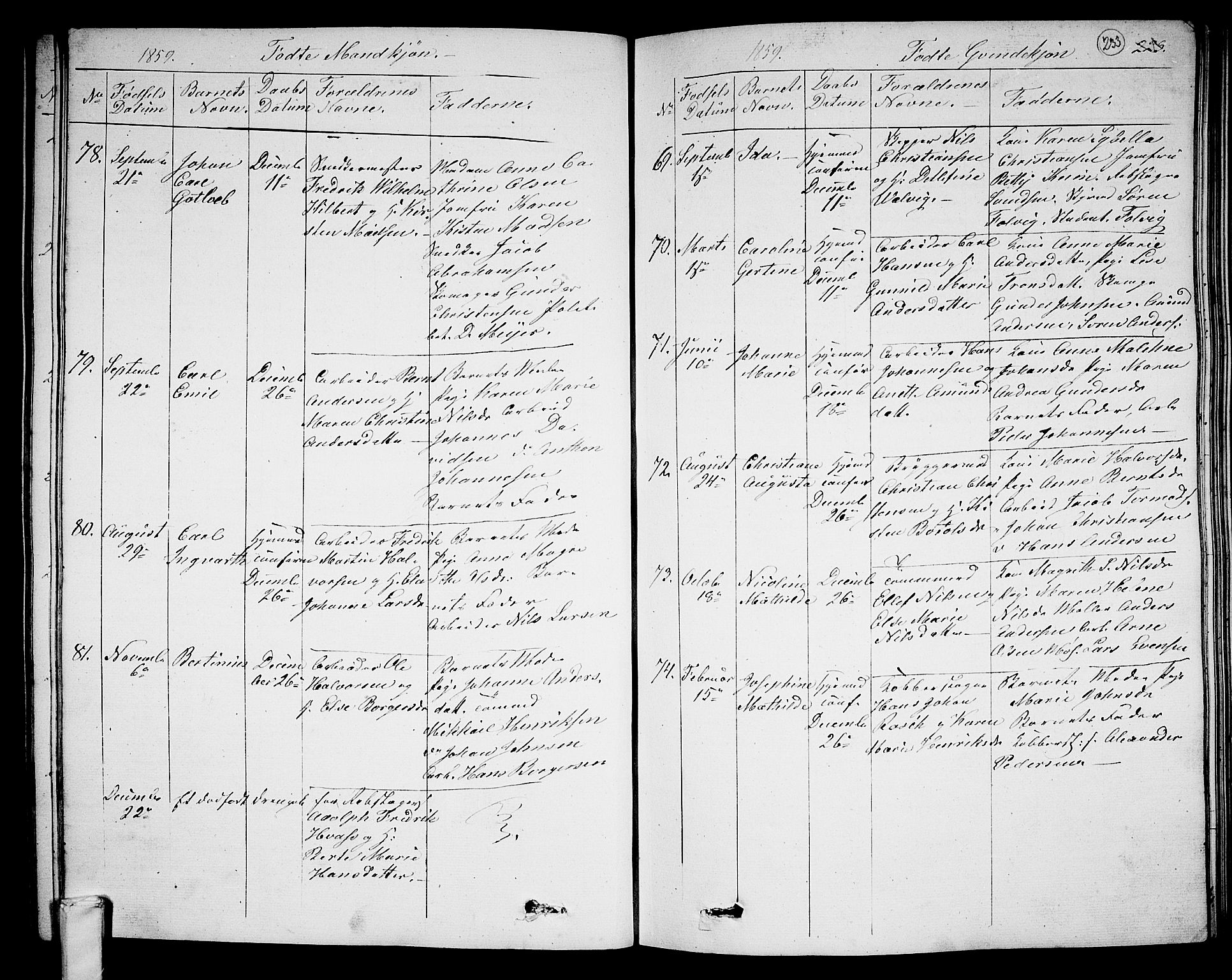 Larvik kirkebøker, SAKO/A-352/G/Ga/L0003a: Parish register (copy) no. I 3A, 1830-1870, p. 233