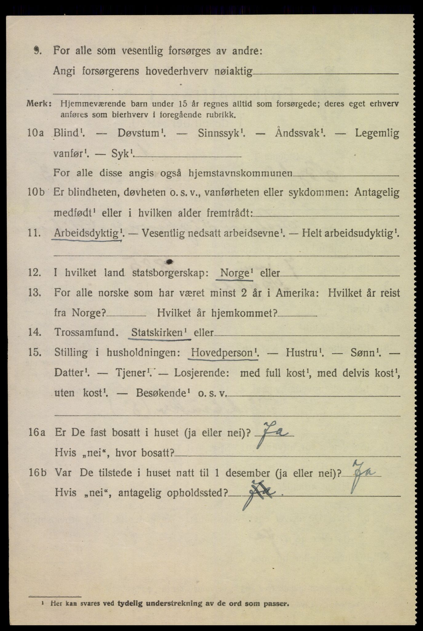 SAK, 1920 census for Bykle, 1920, p. 1024