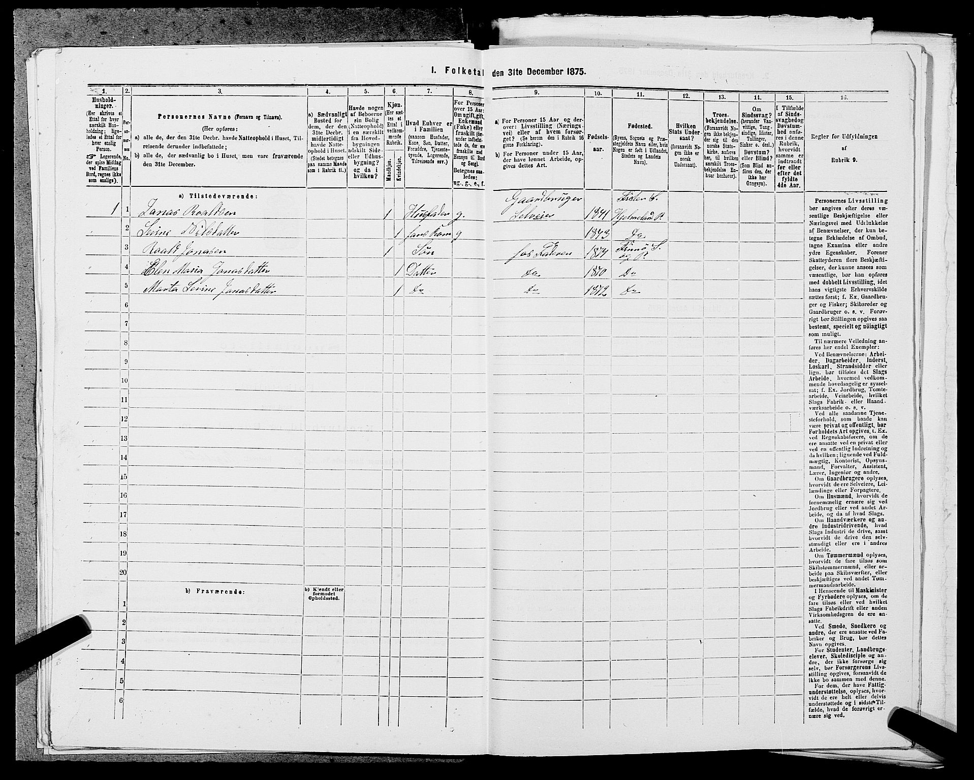 SAST, 1875 census for 1141P Finnøy, 1875, p. 369