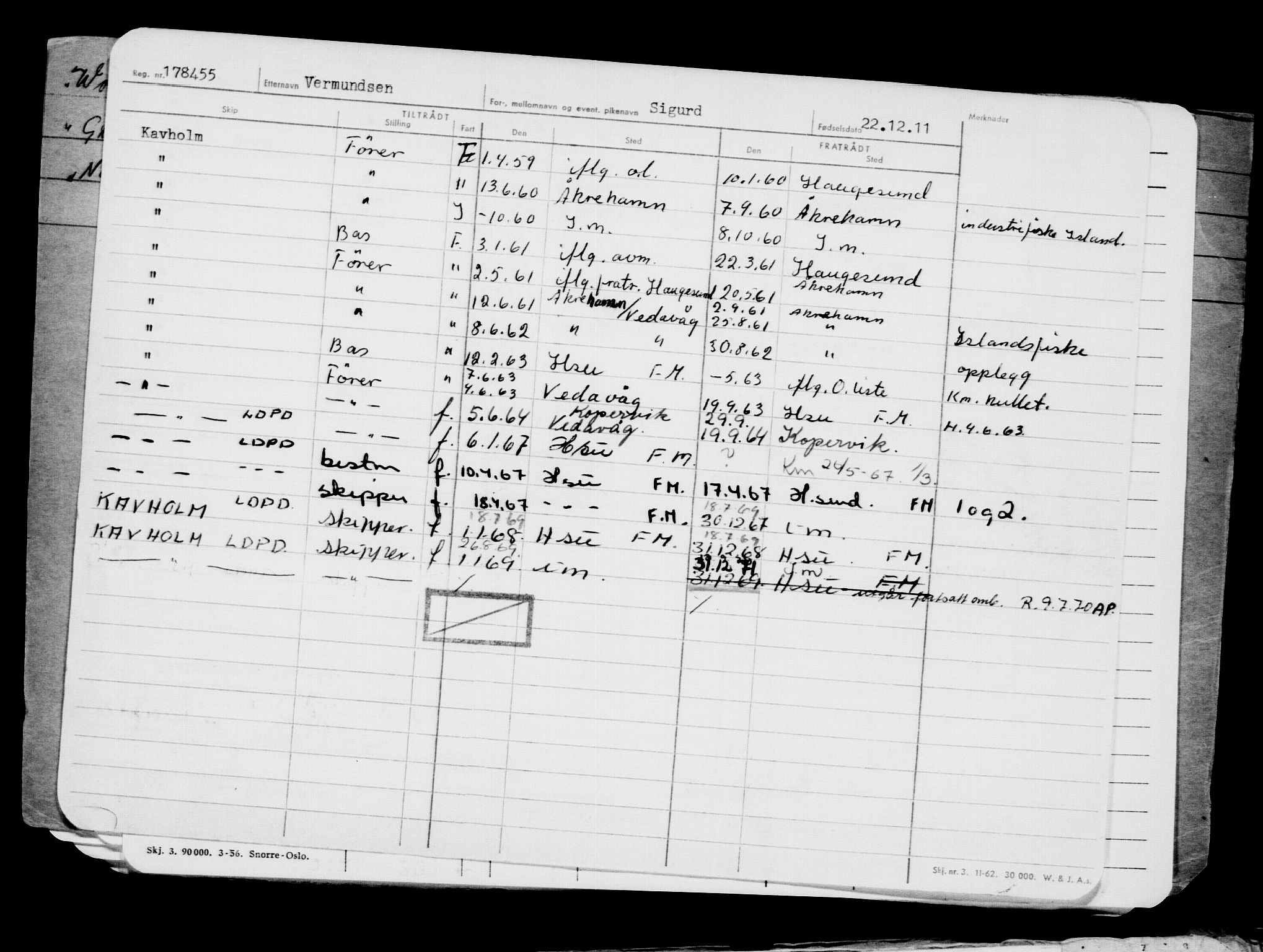 Direktoratet for sjømenn, AV/RA-S-3545/G/Gb/L0101: Hovedkort, 1911, p. 812