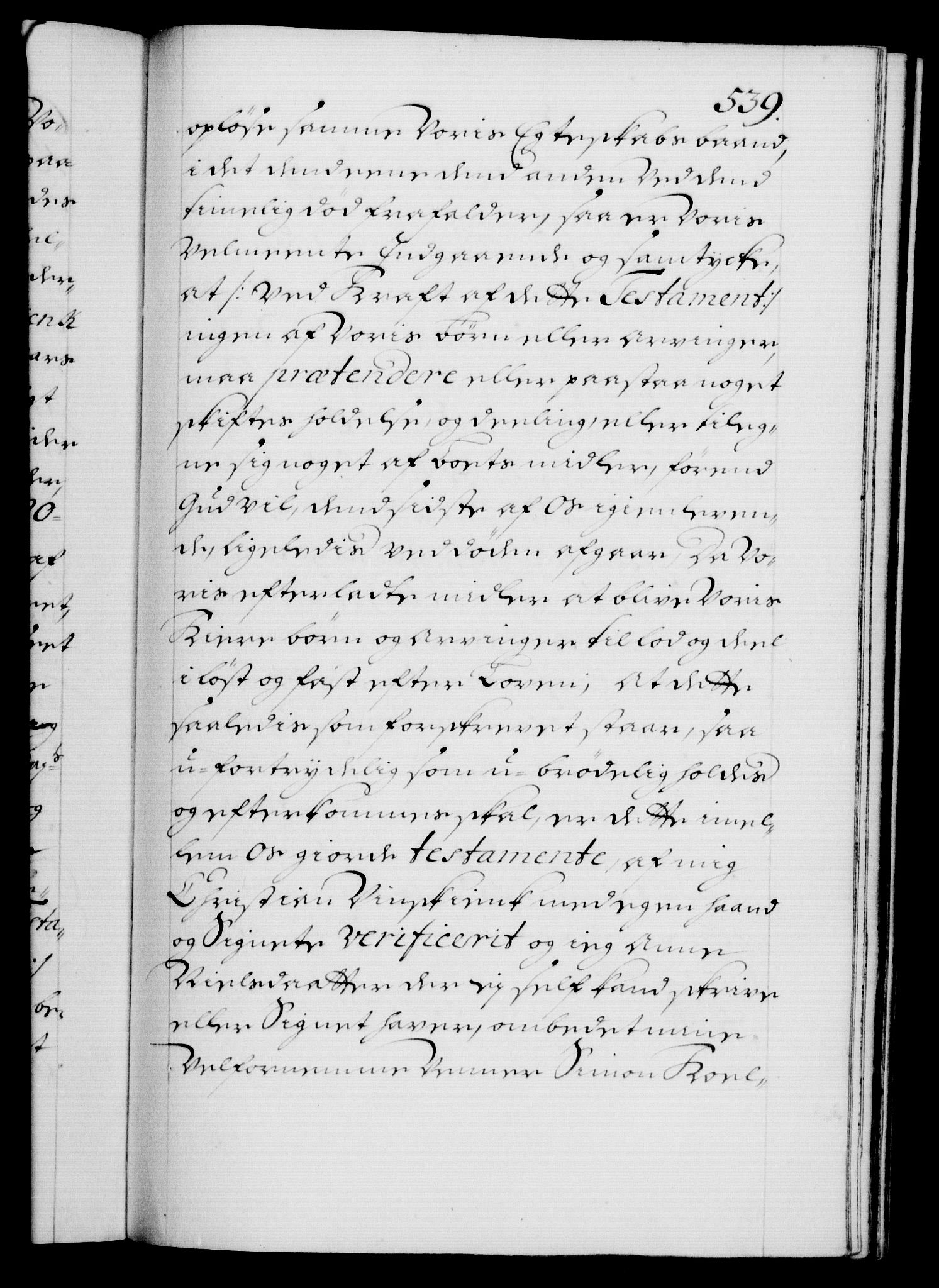Danske Kanselli 1572-1799, RA/EA-3023/F/Fc/Fca/Fcaa/L0018: Norske registre, 1699-1703, p. 539a