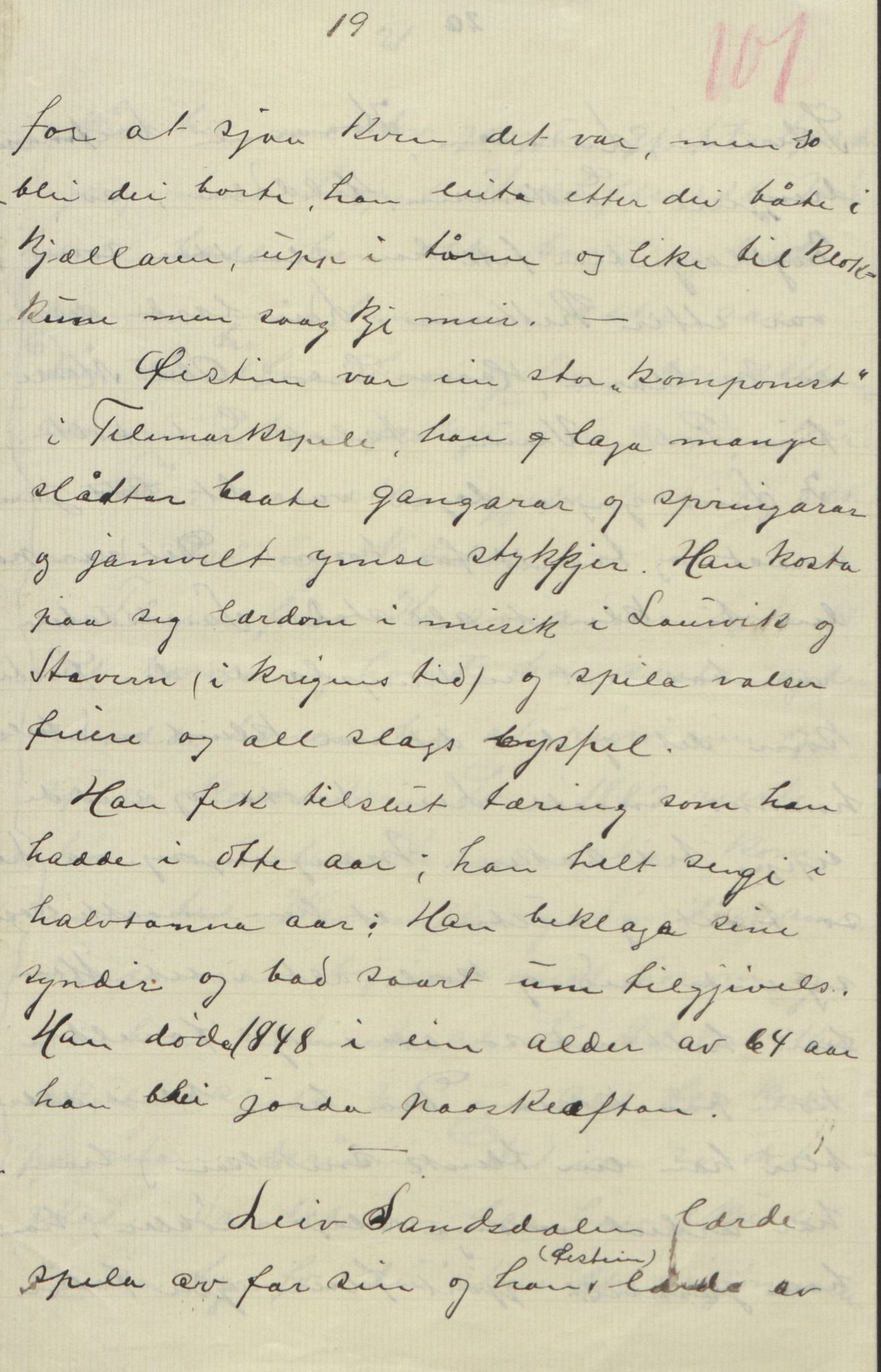 Rikard Berge, TEMU/TGM-A-1003/F/L0004/0053: 101-159 / 157 Manuskript, notatar, brev o.a. Nokre leiker, manuskript, 1906-1908, p. 101