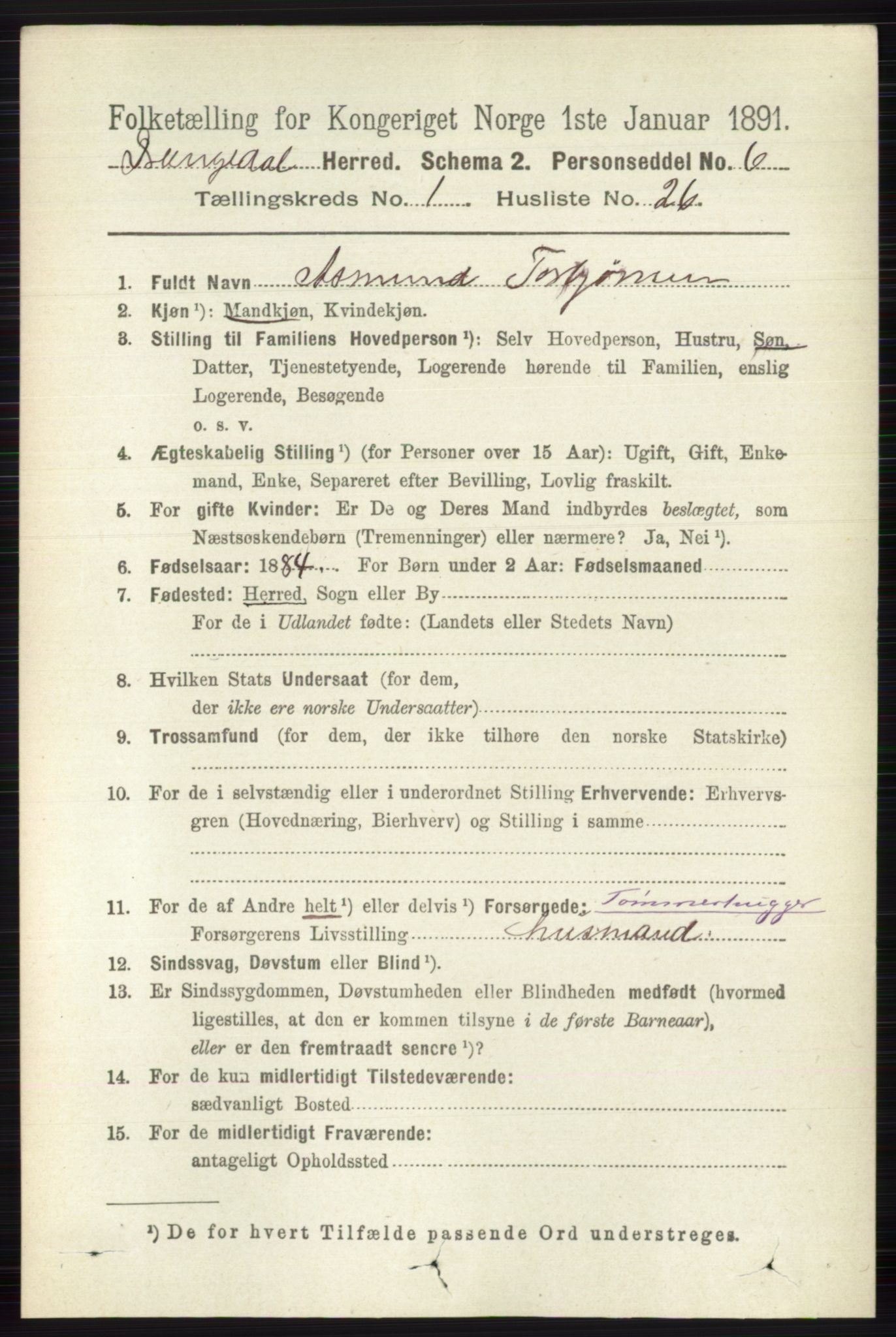 RA, 1891 census for 0817 Drangedal, 1891, p. 234