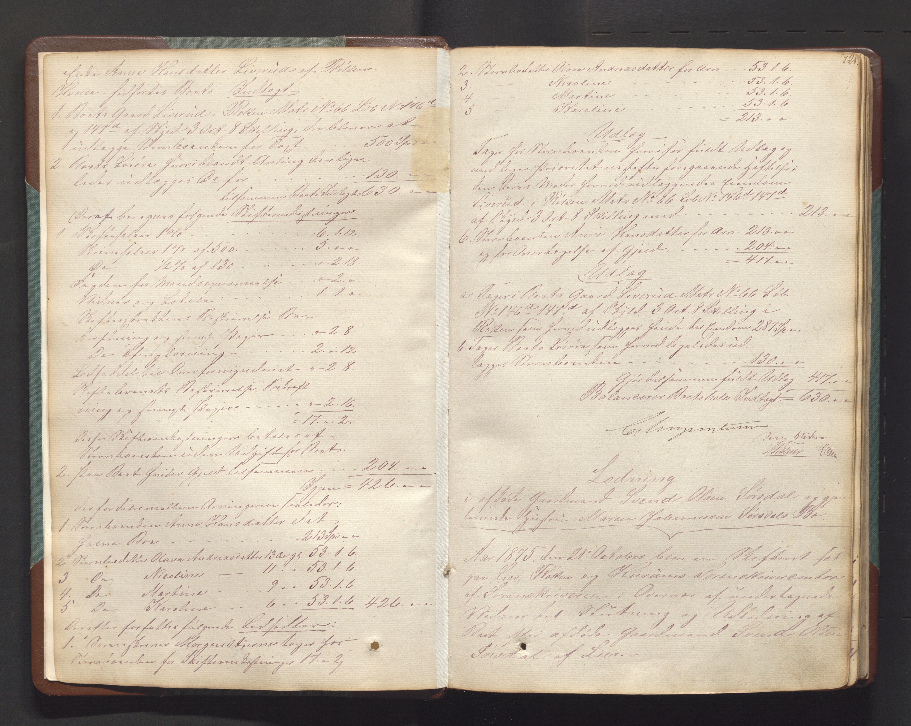 Lier, Røyken og Hurum sorenskriveri, AV/SAKO-A-89/H/He/L0001c: Skifteutlodningsprotokoll, 1836-1886, p. 720b-721a