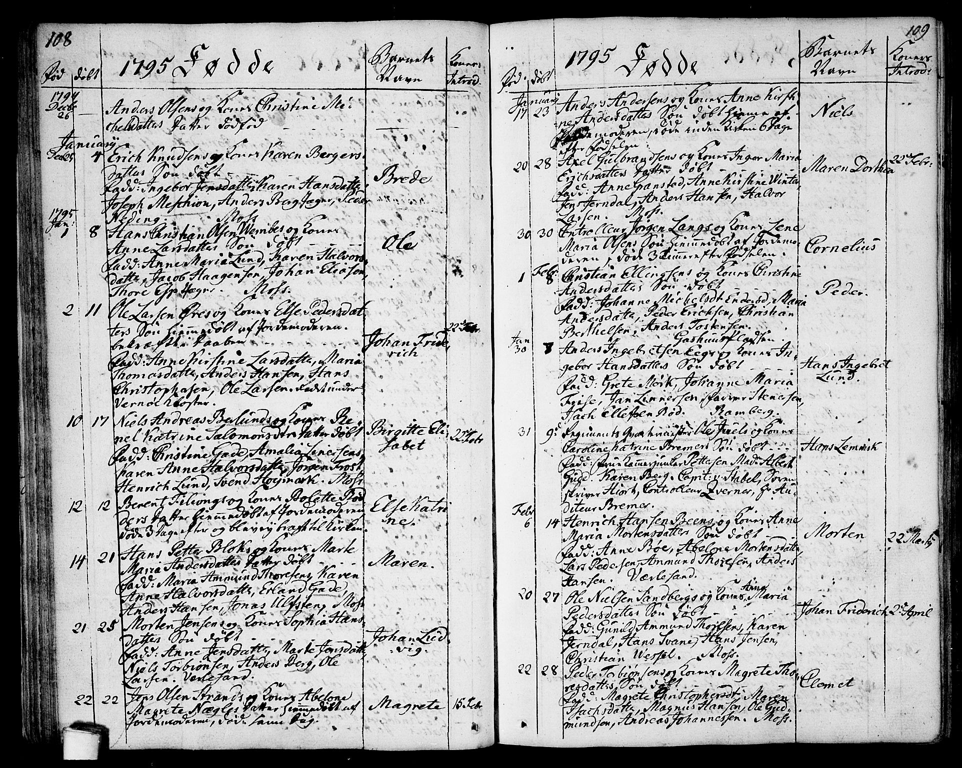 Moss prestekontor Kirkebøker, SAO/A-2003/F/Fa/L0004: Parish register (official) no. I 4, 1784-1808, p. 108-109