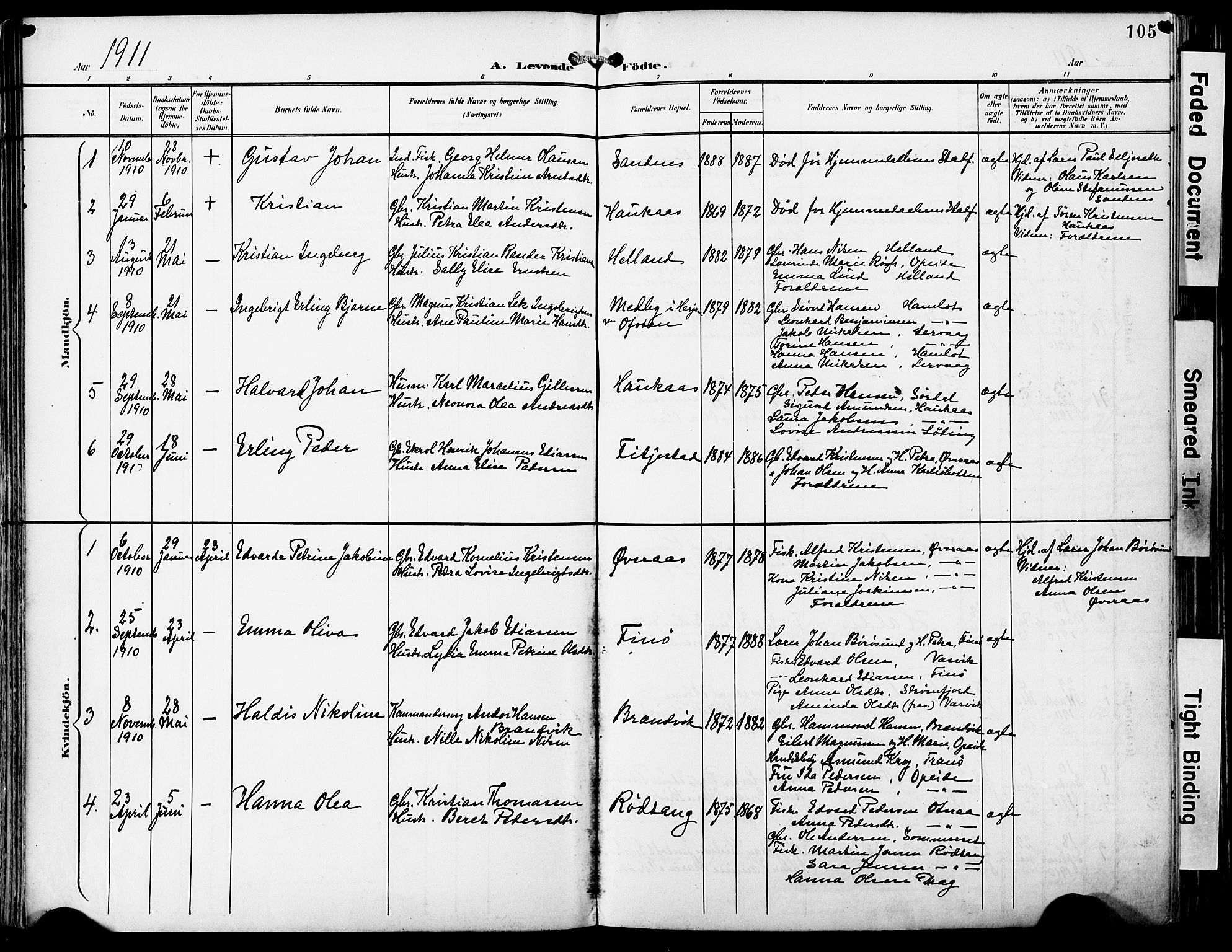 Ministerialprotokoller, klokkerbøker og fødselsregistre - Nordland, AV/SAT-A-1459/859/L0848: Parish register (official) no. 859A08, 1900-1912, p. 105