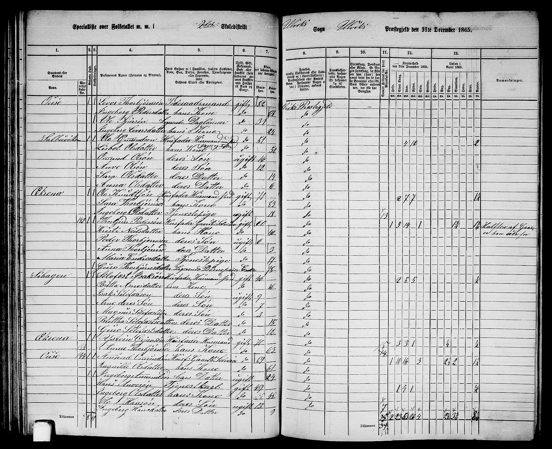 RA, 1865 census for Ulvik, 1865, p. 56