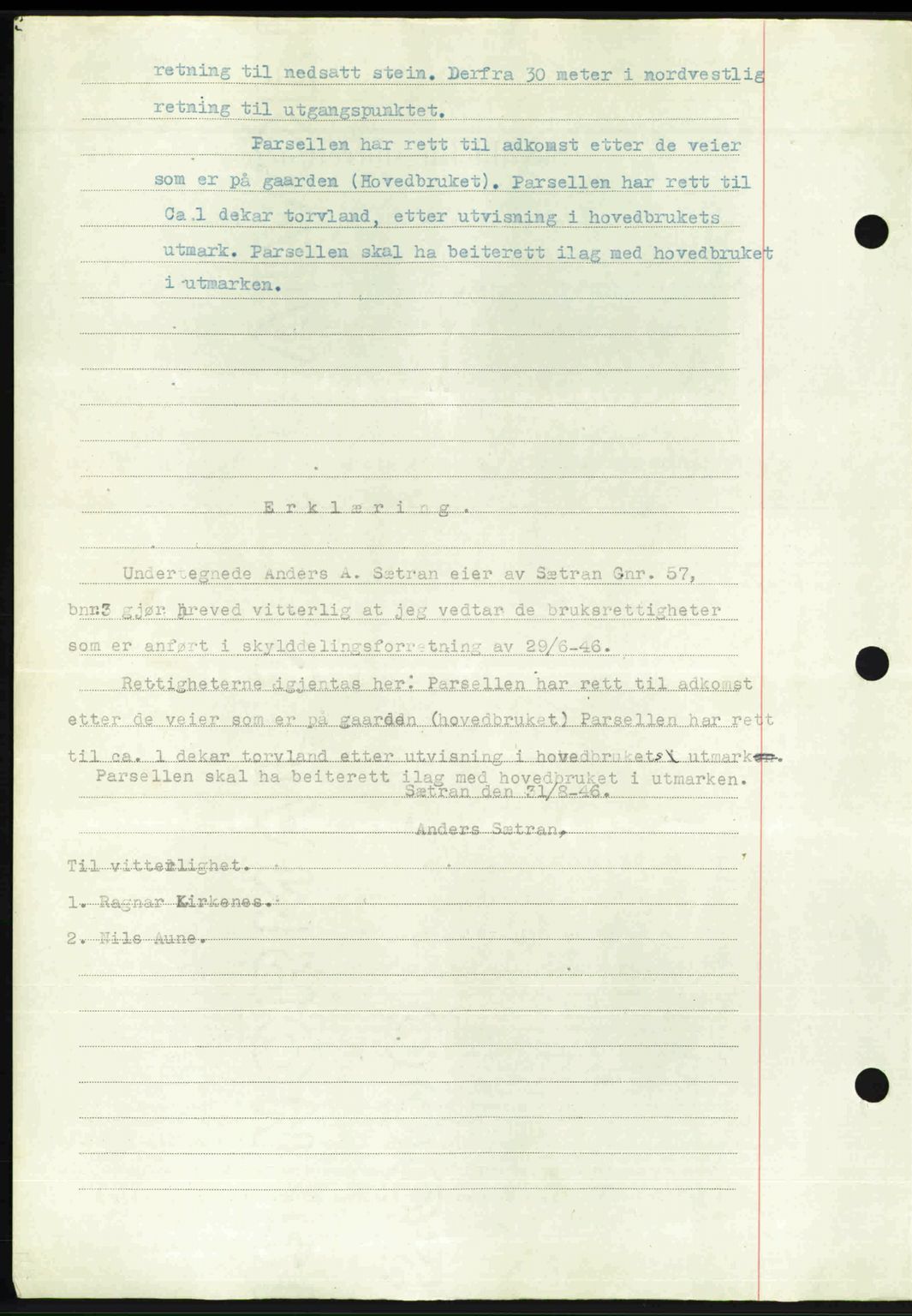 Nordmøre sorenskriveri, AV/SAT-A-4132/1/2/2Ca: Mortgage book no. A102, 1946-1946, Diary no: : 1712/1946