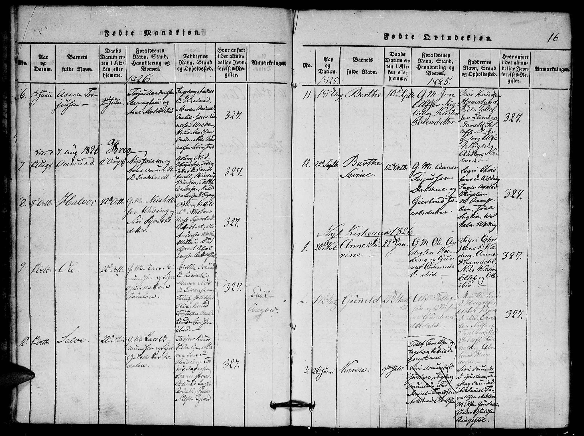 Herefoss sokneprestkontor, AV/SAK-1111-0019/F/Fa/Faa/L0001: Parish register (official) no. A 1, 1816-1860, p. 16